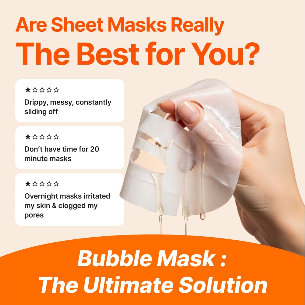 MENOKIN 30 Seconds Quick Bubble Mask [BRIGHT] - [Vitamin C] [Glutathione & Niacinamide] in Micro-bubbles for Dark Spots, Uneven Skin Tone, Korean Skin Care Essential, 50 Uses, 2.36 fl.oz