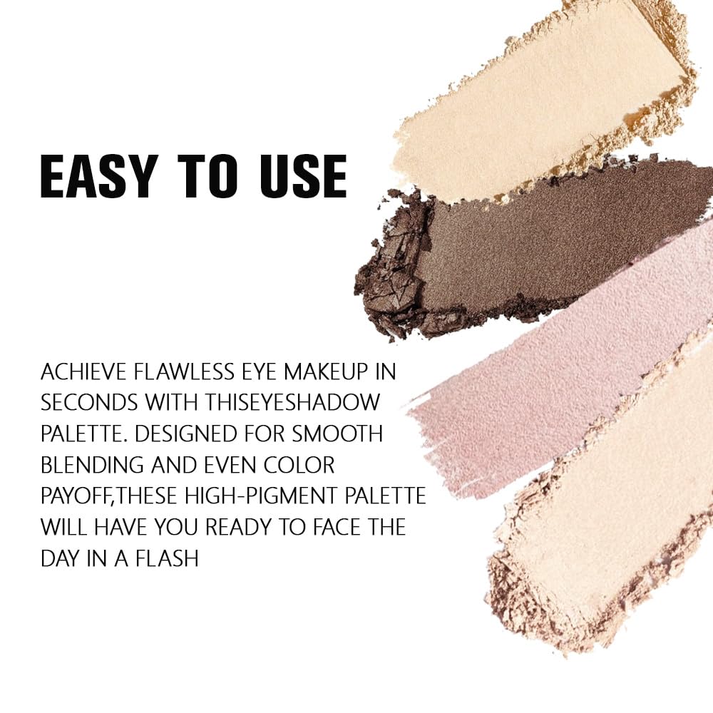 evpct Eyeshadow Quad Palette, Nude Champagne Cocoa Brown Beige Glitter Shimmer Metallic Matte High Pigment Eye shadow Palette Makeup for older Women, Smudge Proof Vegan Cruelty-free, Natural Nudes