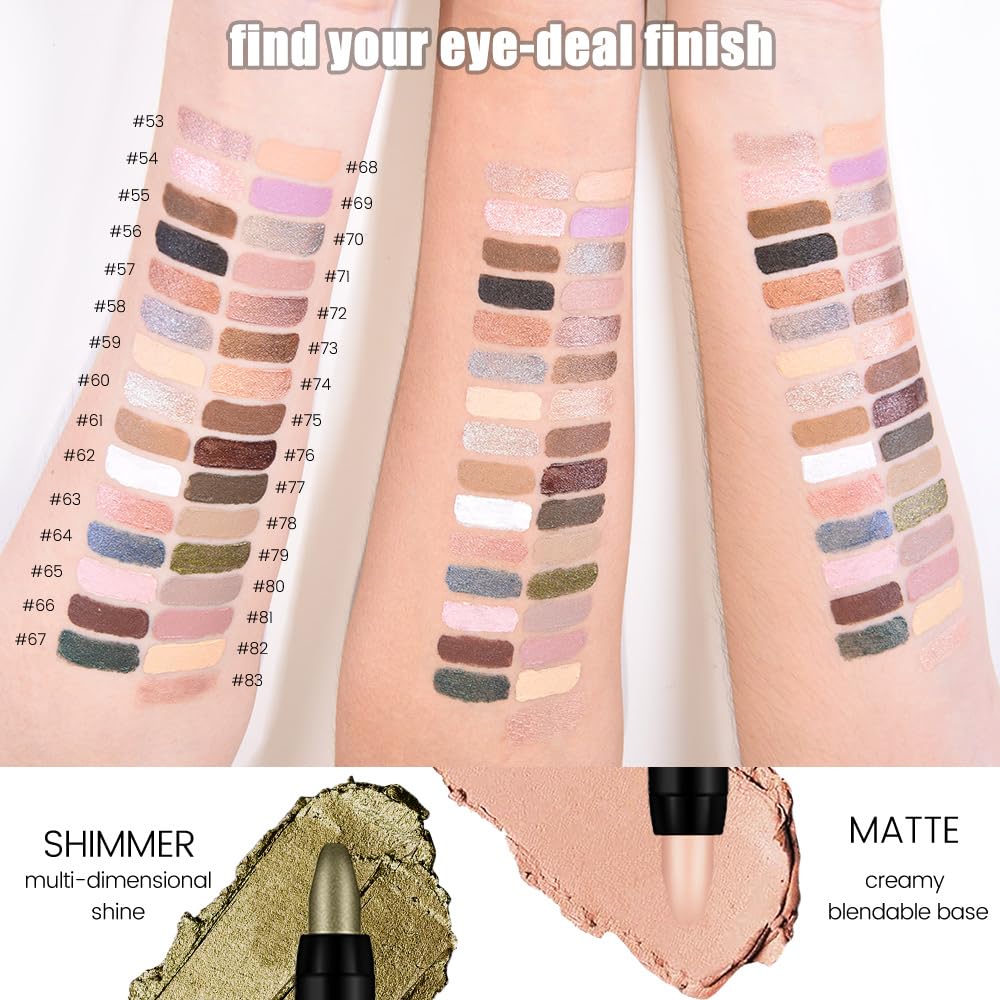 Gold Rose Shimmer Cream Eye Shadow Stick Makeup for Women, Shimmer Eyeliner Pencil Eyeshadow Brightener Stick for Eyes, Waterproof Eyeshadow Applicator Blendable sombras para ojos 63#