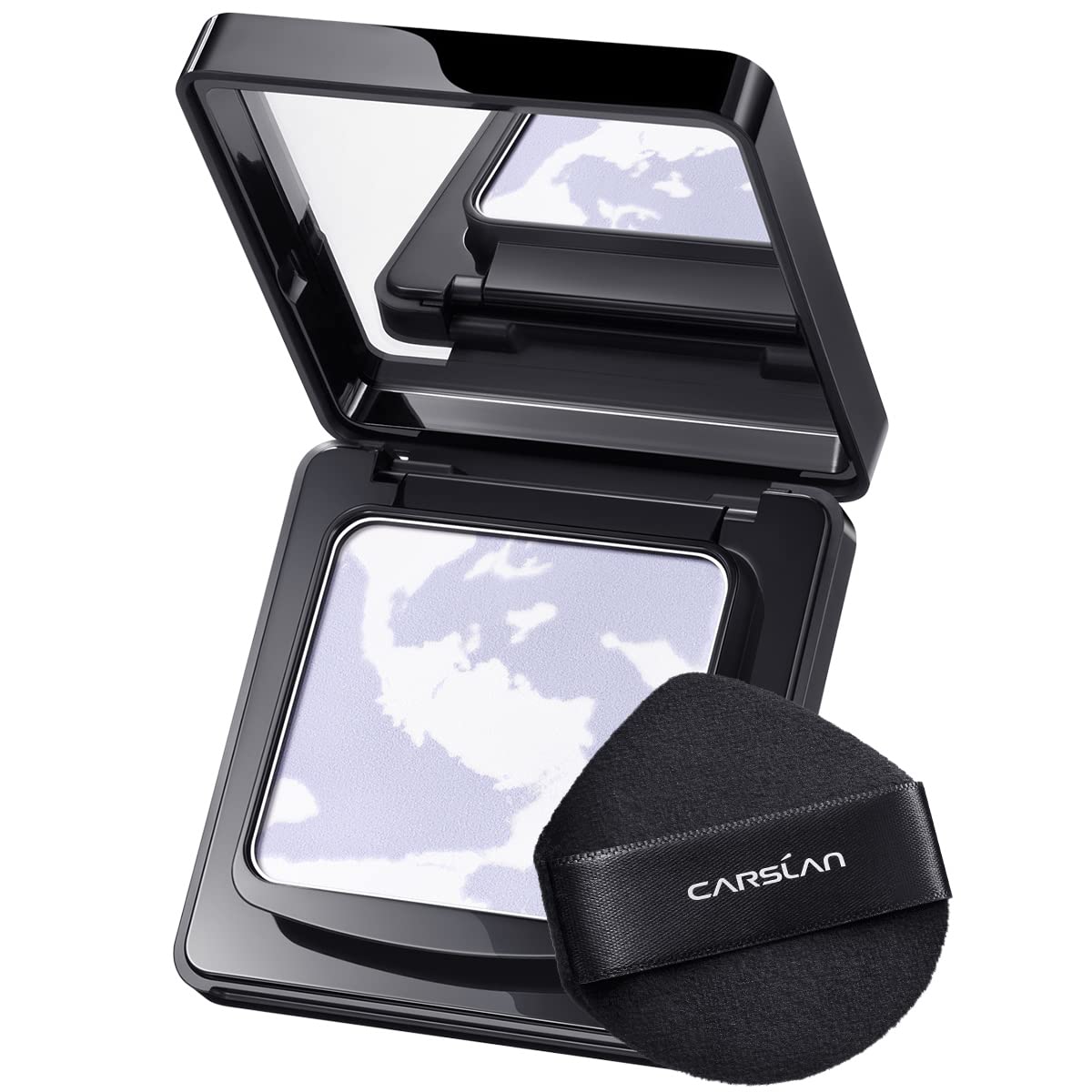 Waterproof Face Pressed Powder Compact, 24H Longlasting Oil Control Pressed Setting Powder Talc-Free Makeup, Shine Free, Poreless, Smooth, 03 Light Purple for dry&com skin (0.28Oz)