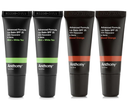Anthony 25 SPF Lip Balm with Sunscreen for Lips – Contains Green Tea Extract, Shea Butter & Vitamin E – Moisturizing Repair Care Treatment for Chapped & Dry Lips 4-Pack