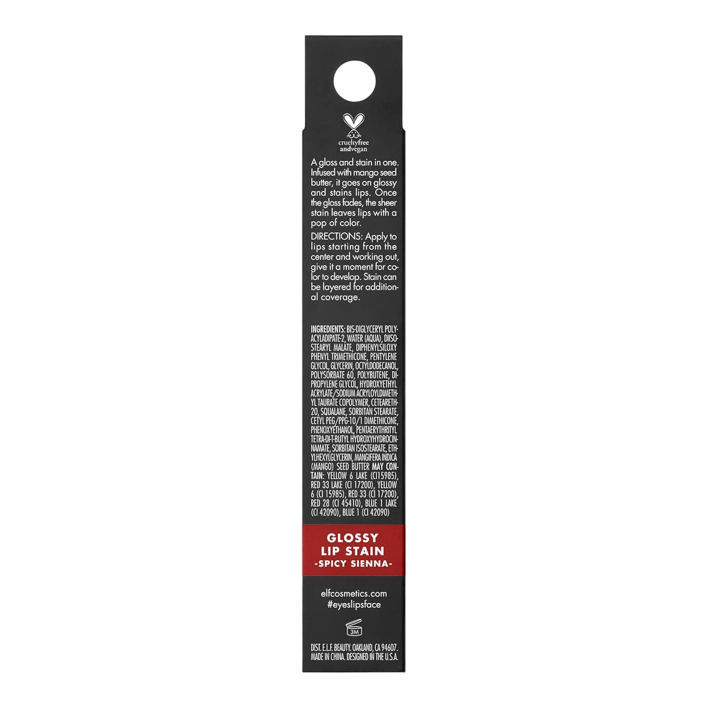e.l.f. Glossy Lip Stain, Long-Lasting, Lightweight Lip Stain For A Sheer Pop Of Color & Subtle Gloss Finish, Vegan & Cruelty-Free, Spicy Sienna
