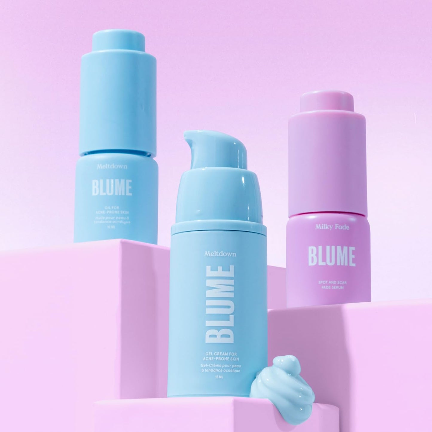 Blume Babies Travel Size Skincare - Skincare Gift Set Includes Meltdown Acne Oil, Milky Fade Dark Spots Serum, and Meltdown Gel Cream Face Moisturizer for Acne and Blemish Prevention (3 Count)