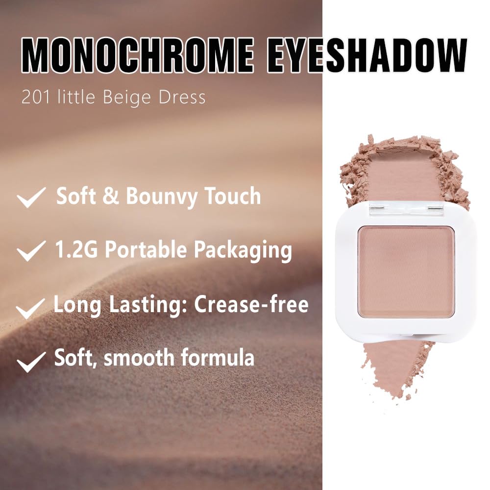 Matte Singe Eye Shadow Palette Makeup, Matte Nude Pink Monochrome Eyeshadow For Old Women, Mini Singe Pressed Pigmented Waterproof Sombras Para Ojos, Vegan, Talc, Paraben & Cruelty Free, 19