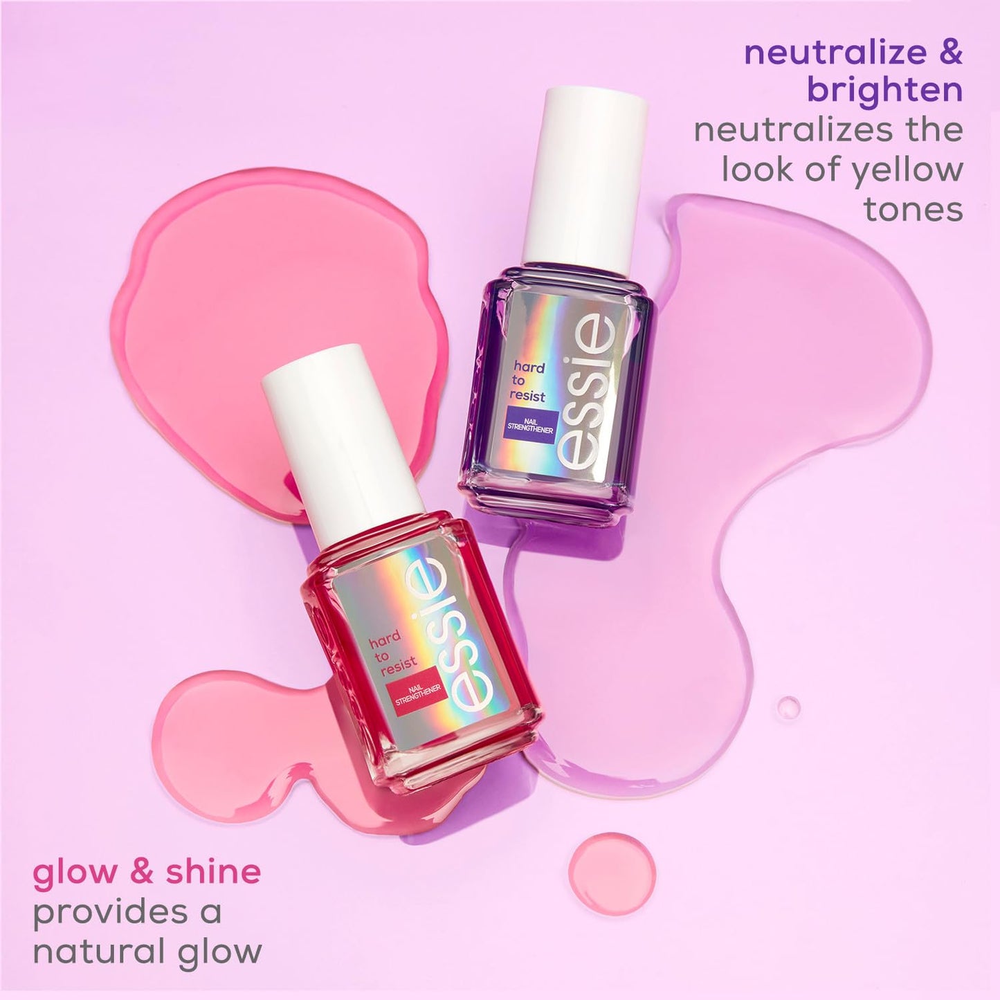 essie Nail Care, 8-Free Vegan, Hard To Resist Nail Strengthener, Neutralize & Brighten, violet, 0.46 fl oz