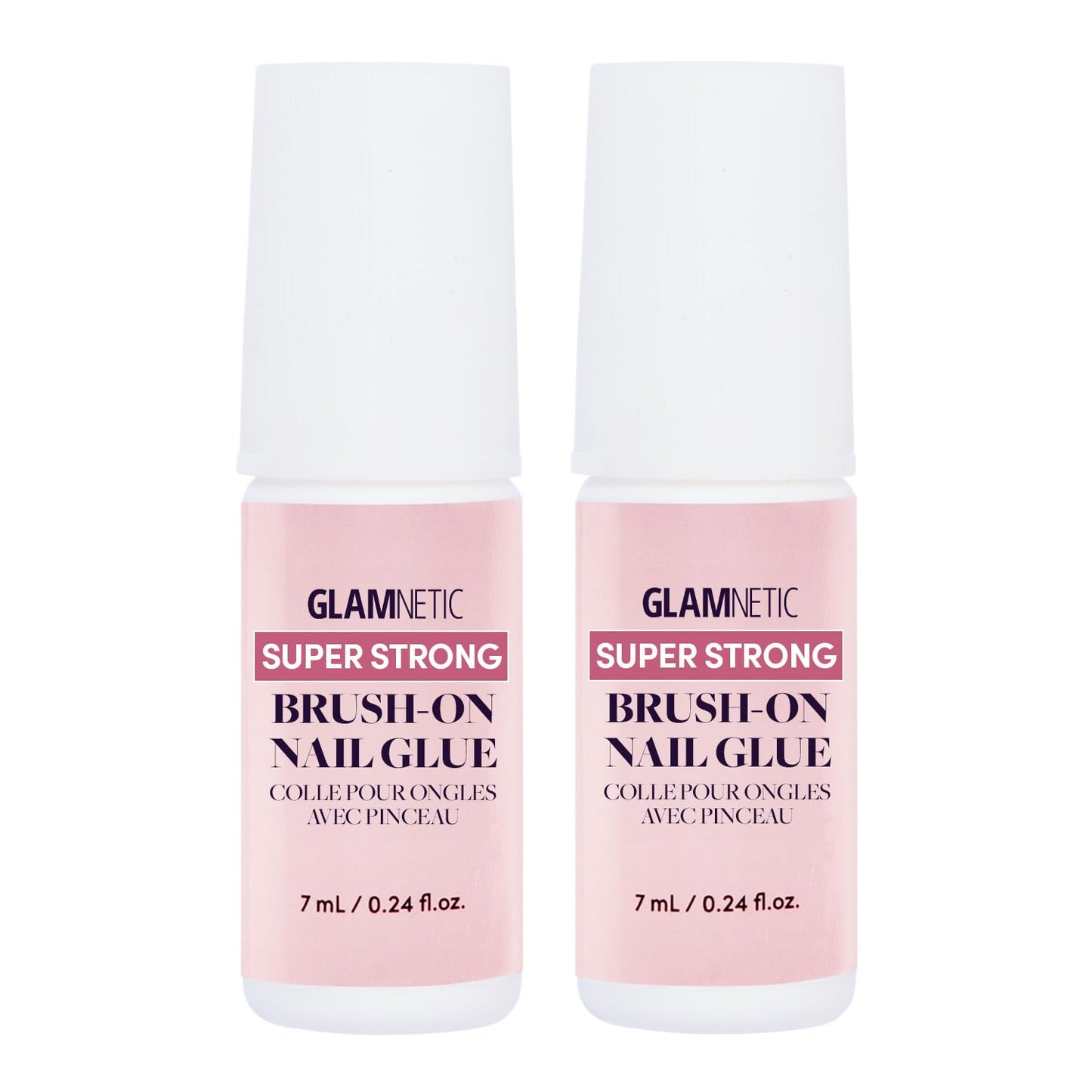 Glamnetic Super Strong Brush On Nail Glue (2 Bottles) | Brush Tip Applicator, Mess Free, Travel Friendly, Vegan | Durable & Long-Lasting | .24 fl. oz.
