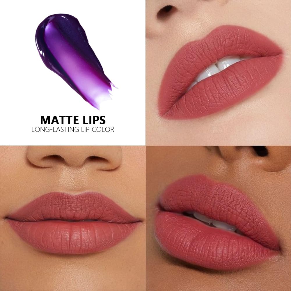 evpct Brownish Red Peel Off Lip Stain Tints with Tweezer, Matte Liquid Lipstick Lip Stain Long Lasting Waterproof for Women Non-stick Cup Lipstick Peel Off High Pigmented Smudge-proof Easy to Apply 05