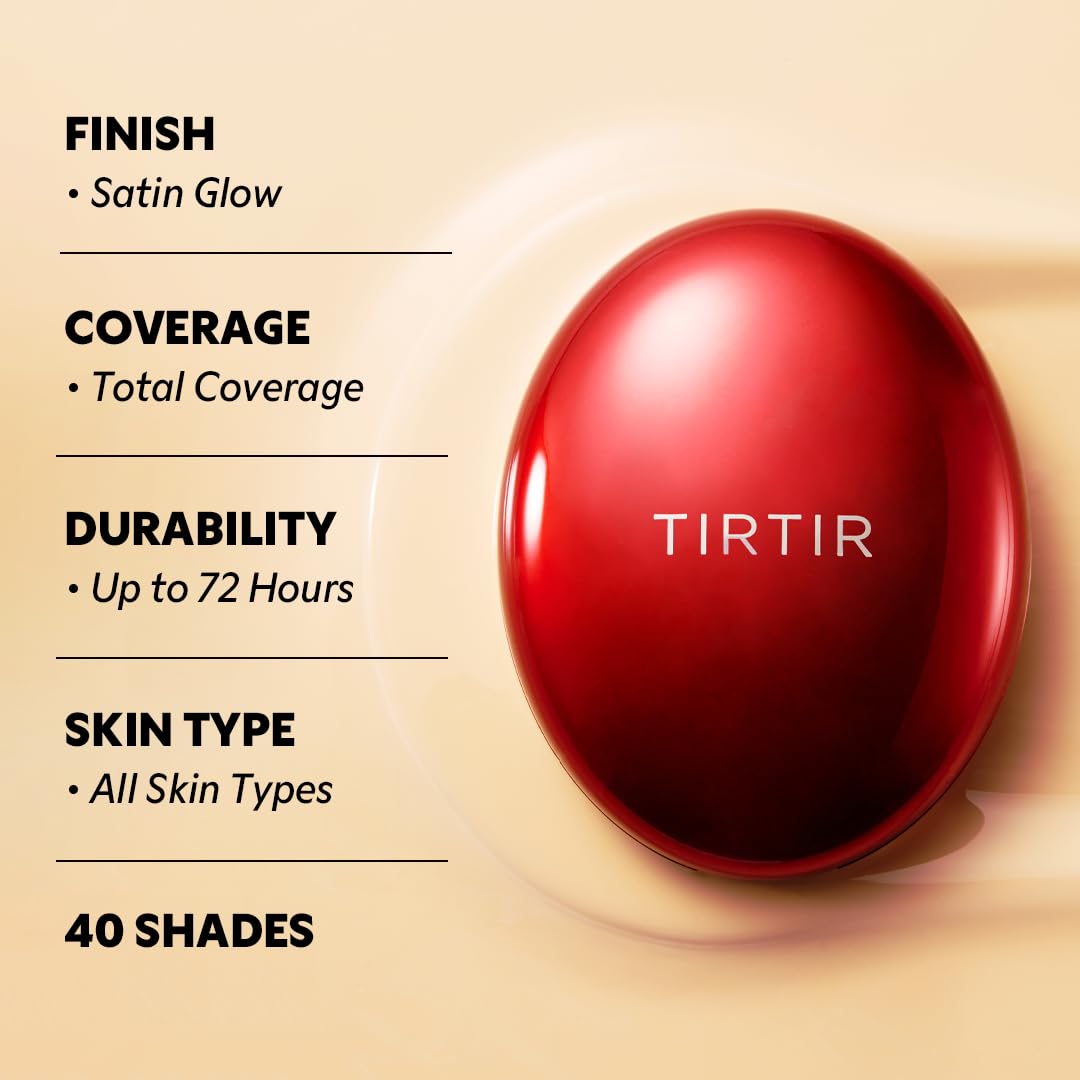 [*Mini Size*] TIRTIR Mask Fit Red Cushion Foundation | Full coverage, Weightless, Skin fit, Satin Glow Finish, Korean Makeup BB Foundation, beauty, Tattoo cover up, Buildable (#28N Oat / 0.15 Fl Oz)