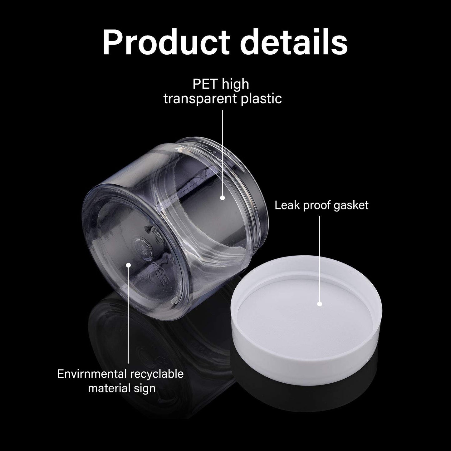 Patelai 4 Pieces Round Wide-mouth Leak Proof Plastic Container Jars with Lids for Travel Storage Makeup Beauty Products Face Creams Oils Salves Ointments DIY Making(2 Ounce,White)