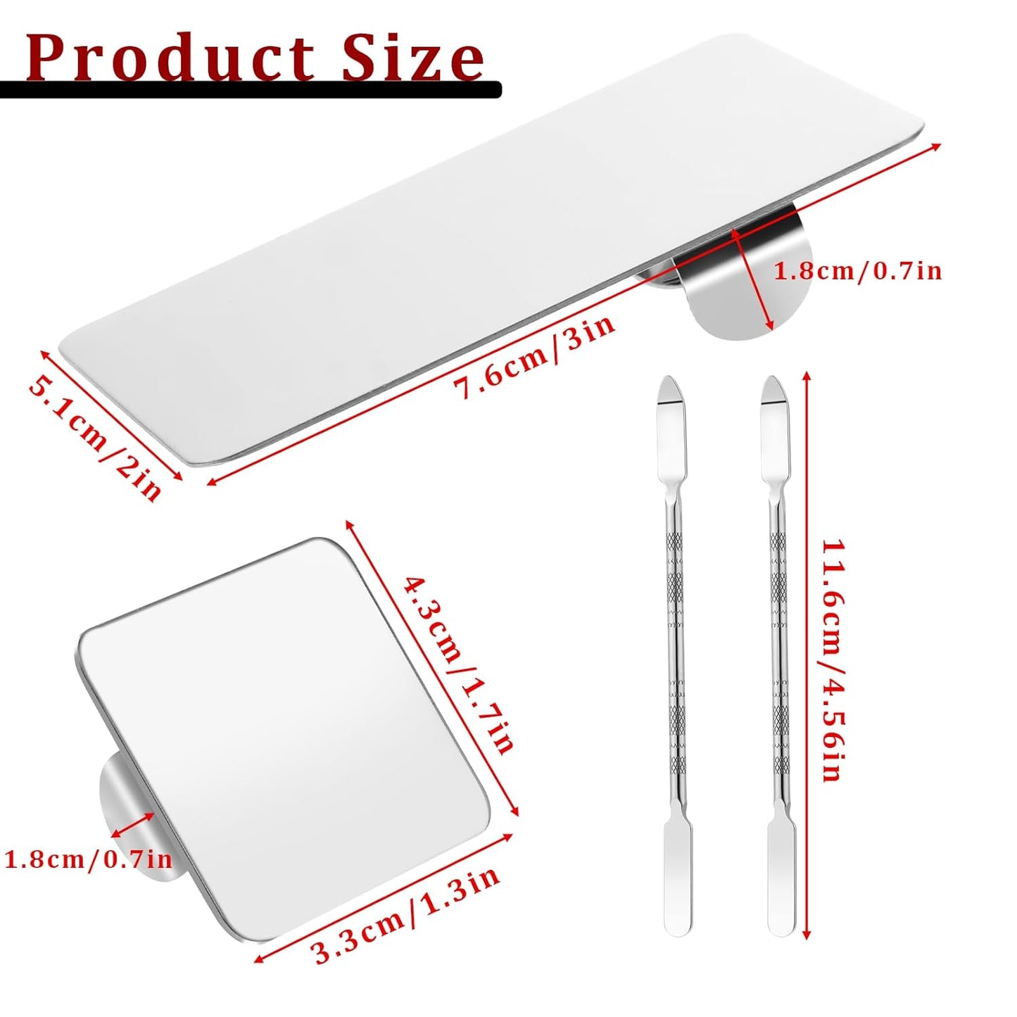 2 Pcs Stainless Steel Makeup Palette Makeup Spatula Palette with Foundation Spatula Professional Cosmetic Palette for Mixing Foundation Eye Shadow Nail DIY Art