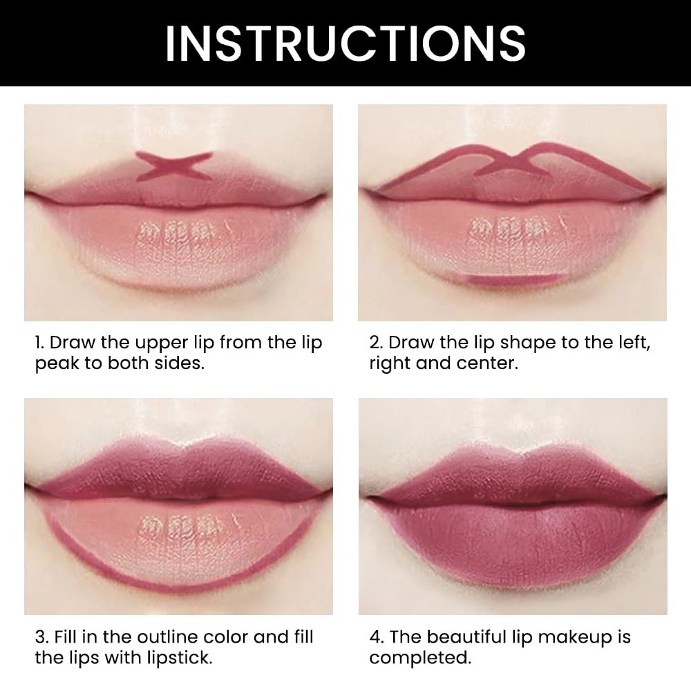 evpct 1Pcs More Blush Lip Liner and Lipstick Set Kit for Women, Matte Lips Kit with Lip Liner Lip Stains Long Lasting Waterproof 24 Hour Lipstick and Lip Liners Combo Lipliners Pencil 30#