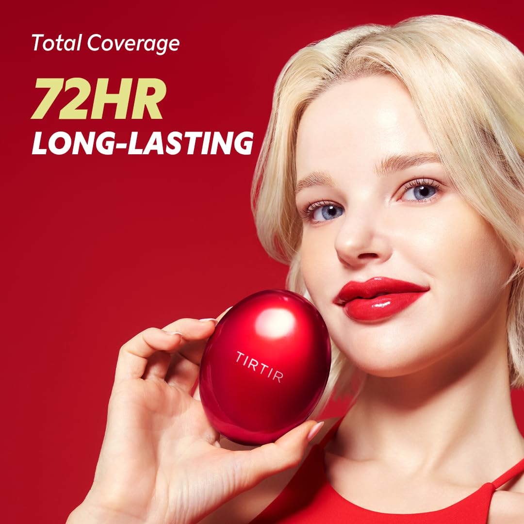 TIRTIR Mask Fit Red Cushion Foundation | Full coverage, Weightless, Skin fit, Satin Glow Finish, Korean Makeup BB Foundation, beauty, Tattoo cover up, Buildable (#45N Saddle Brown, 0.63 Fl Oz)