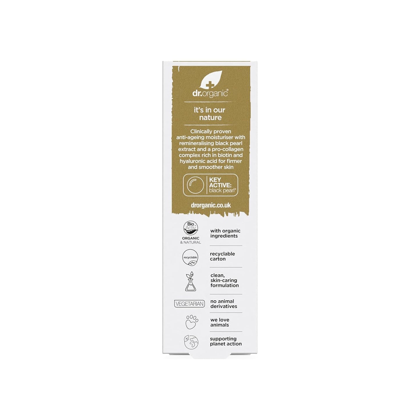 Dr. Organic Pro Collagen Plus + Anti-Ageing Moisturiser with Black Pearl | Firm & Smooth Skin, Reduces Wrinkles, (All Skin Types) Natural, Certified Organic, Paraben & SLS-Free, 50 mL / 1.7 fl oz