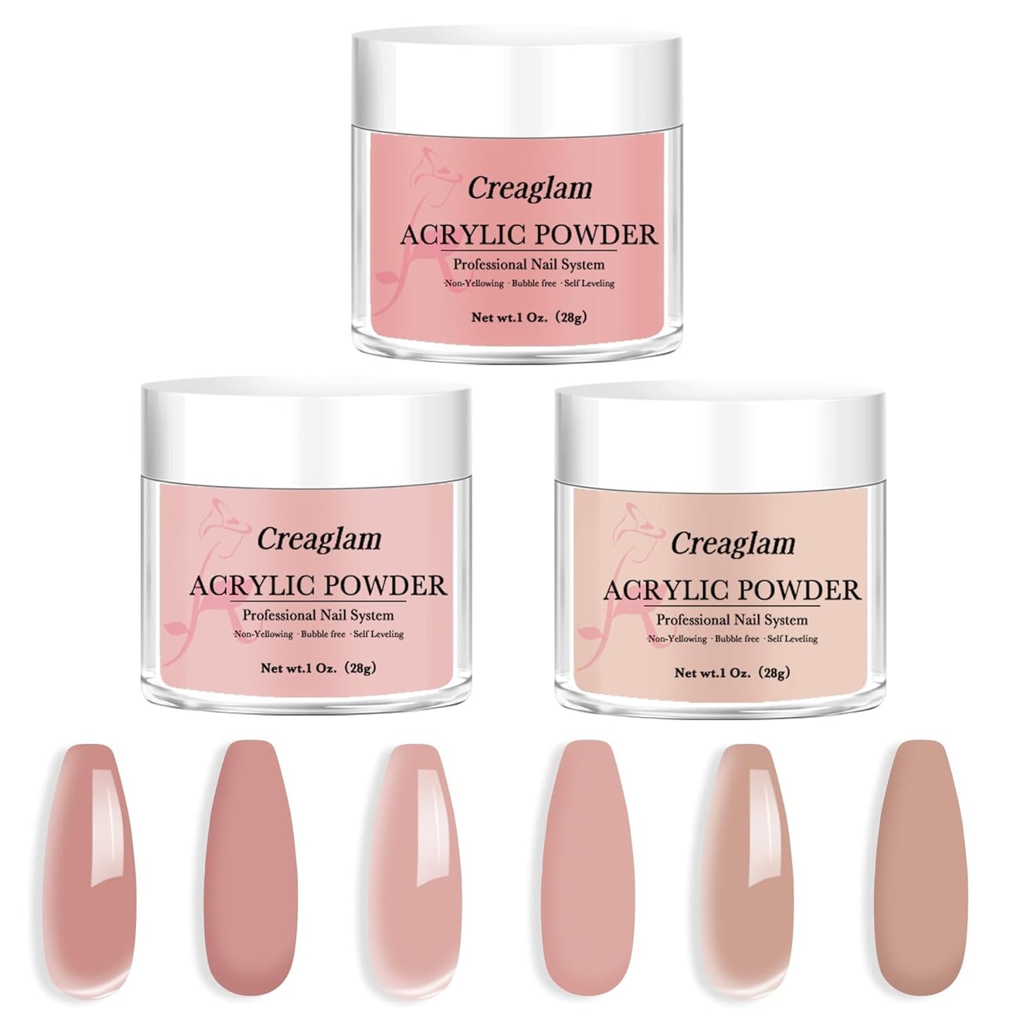 Professional Acrylic Powder for Nail: Large Capacity 3 Colors Pink Lcing Cover Biege Cover Rose Acrylic Nail Powder Polymer for Carving Nails - 28g 3D French Nail Manicure Extension