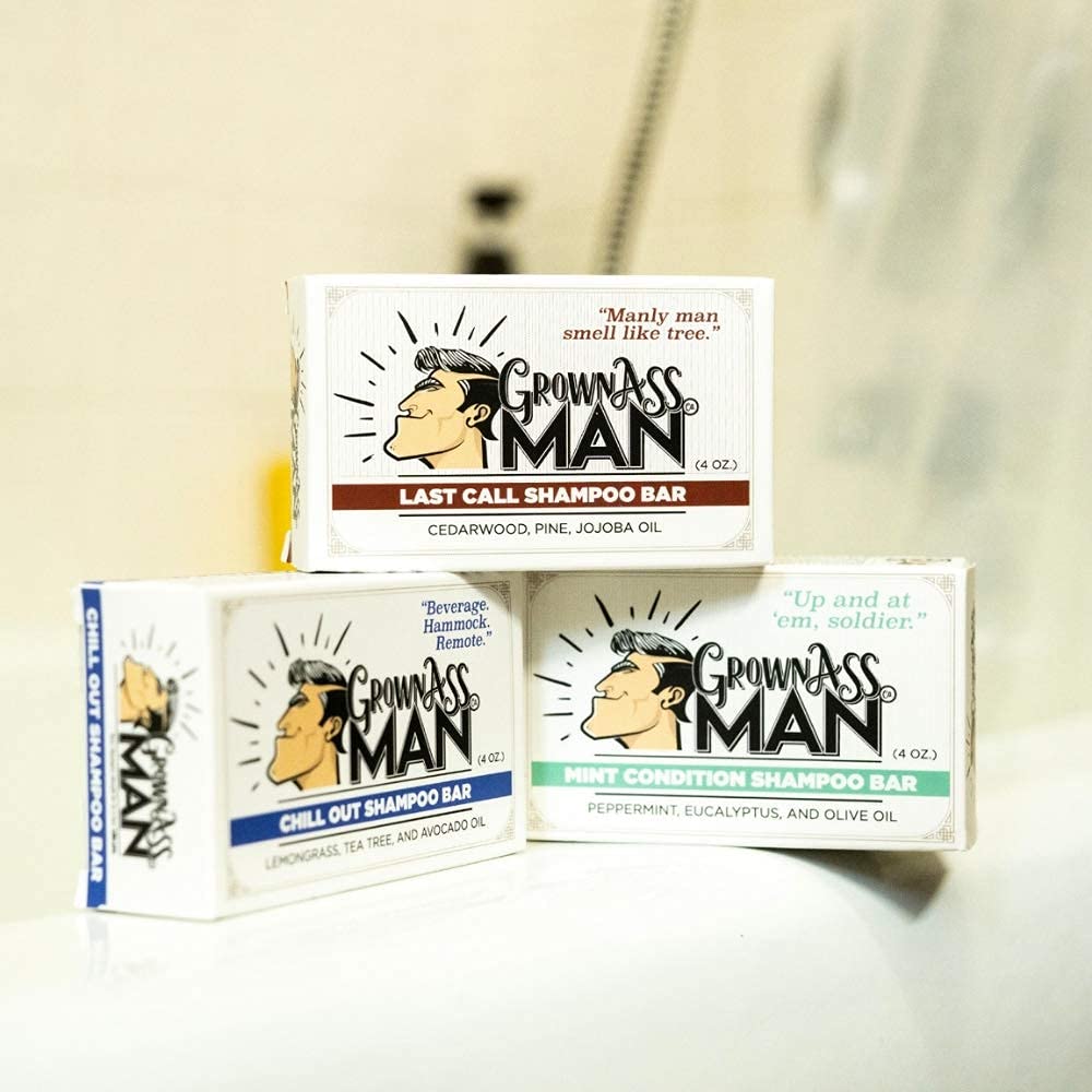 Solid Shampoo Bar Rich Lather 3 in 1: Hair, Beard & Body Wash - Plastic Free & Eco-Friendly, Natural & Organic Clean for All Hair Types, 4oz Bar (Variety, 6-Pack)