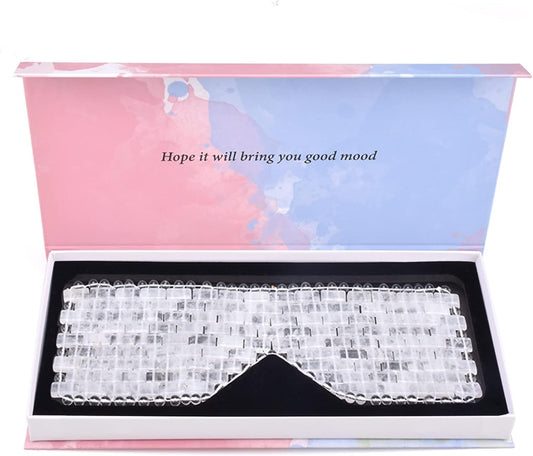 Jade Eye Mask Clear Quartz Cooling Jade Sleep Eye Mask 100% All Natural Soothe Stone Eye Mask