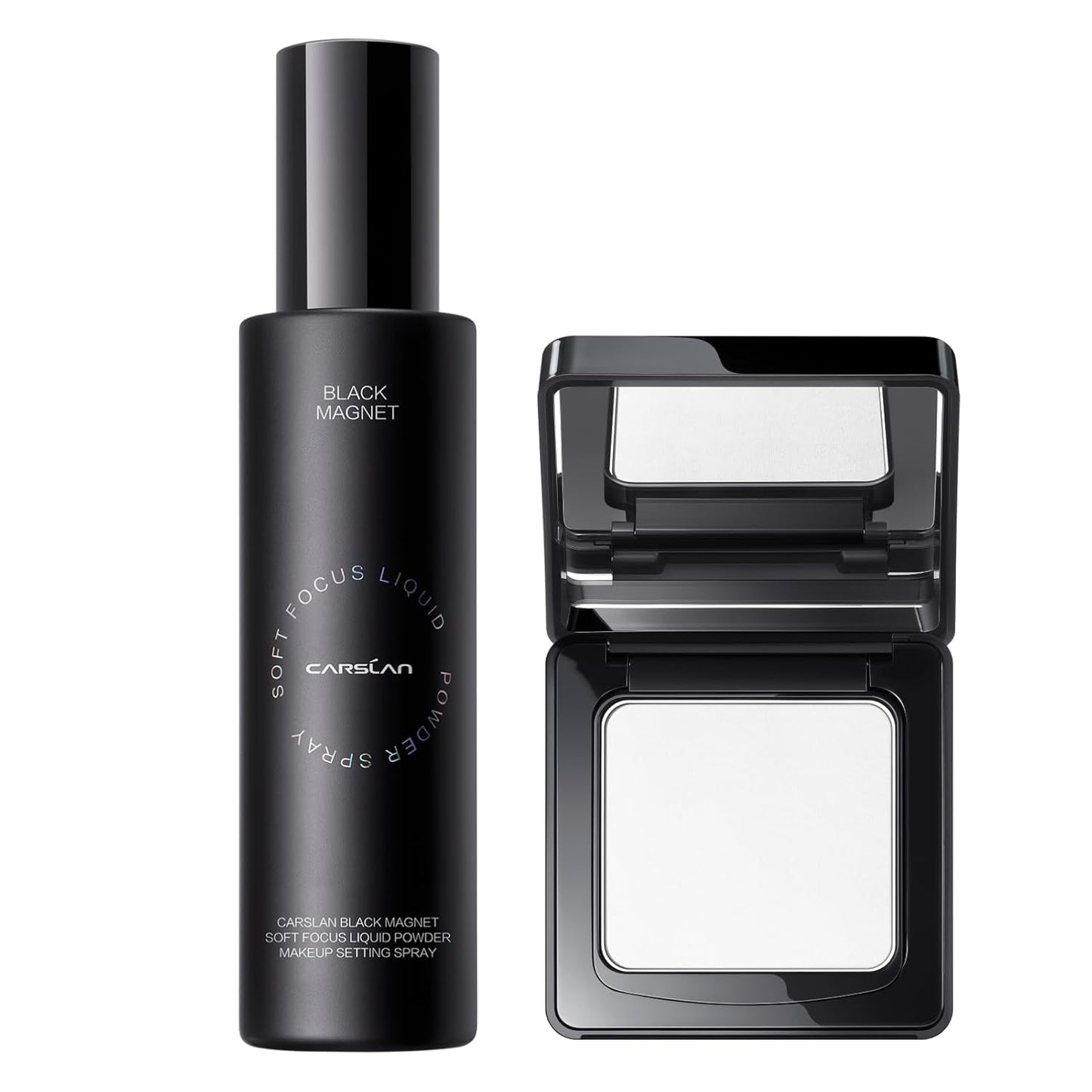 1.0 Soft Focus Pressed Setting Powder + Black Magnet Setting Spray, Longwear Oil Control, Waterproof Combo, All Day Longlasting Makeup Set