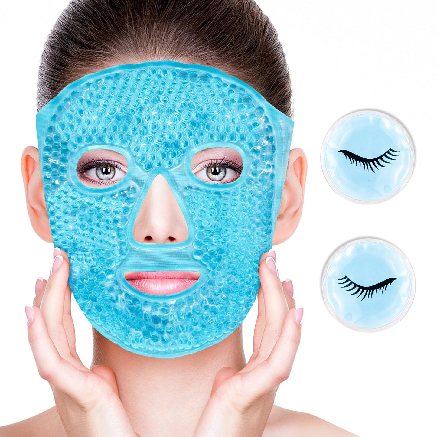 Cold Face Eye Masks Ice Face Mask Hot Cold Compress For Dark Circles, Puffiness, Migraines, Headache, Stress, Redness, Cooling Face Masks For Women Man, Skin Care