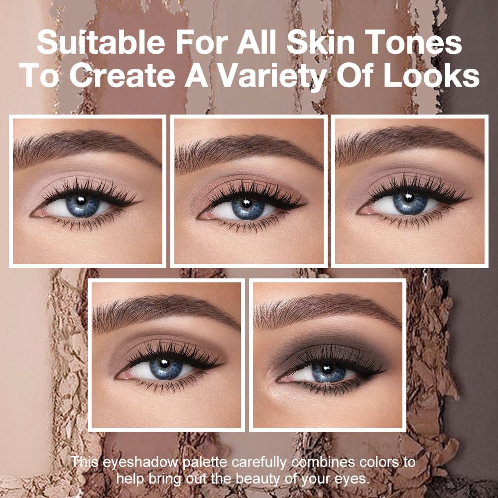 Neutral Nude Brown Eyeshadow Palette, 5 Matte Shades from Cream to Charcoal, Smooth Blendable Texture, Everyday to Smoky Glam Eye Makeup, Travel-Friendly Compact for Daily Looks 06#
