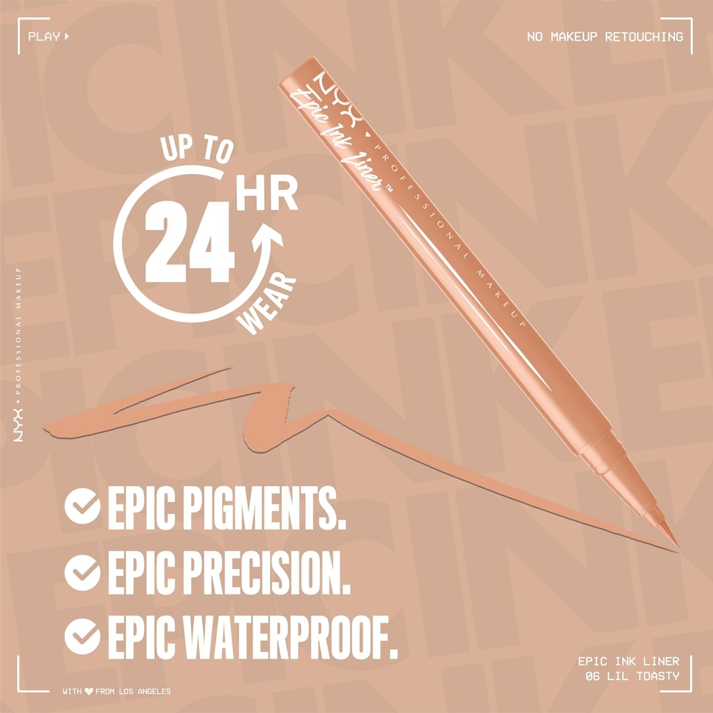 NYX PROFESSIONAL MAKEUP Epic Ink Liner, Waterproof Liquid Eyeliner with Vegan Formula - Lil Toasty (Beige Matte)