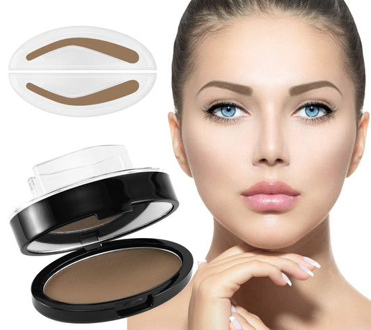 Boobeen Eyebrow Seal Stamp Powder - Waterproof 3 Seconds Eye Make Up Nature Coloring Kit - Creates Natural Looking Brows for Makeup Beginners
