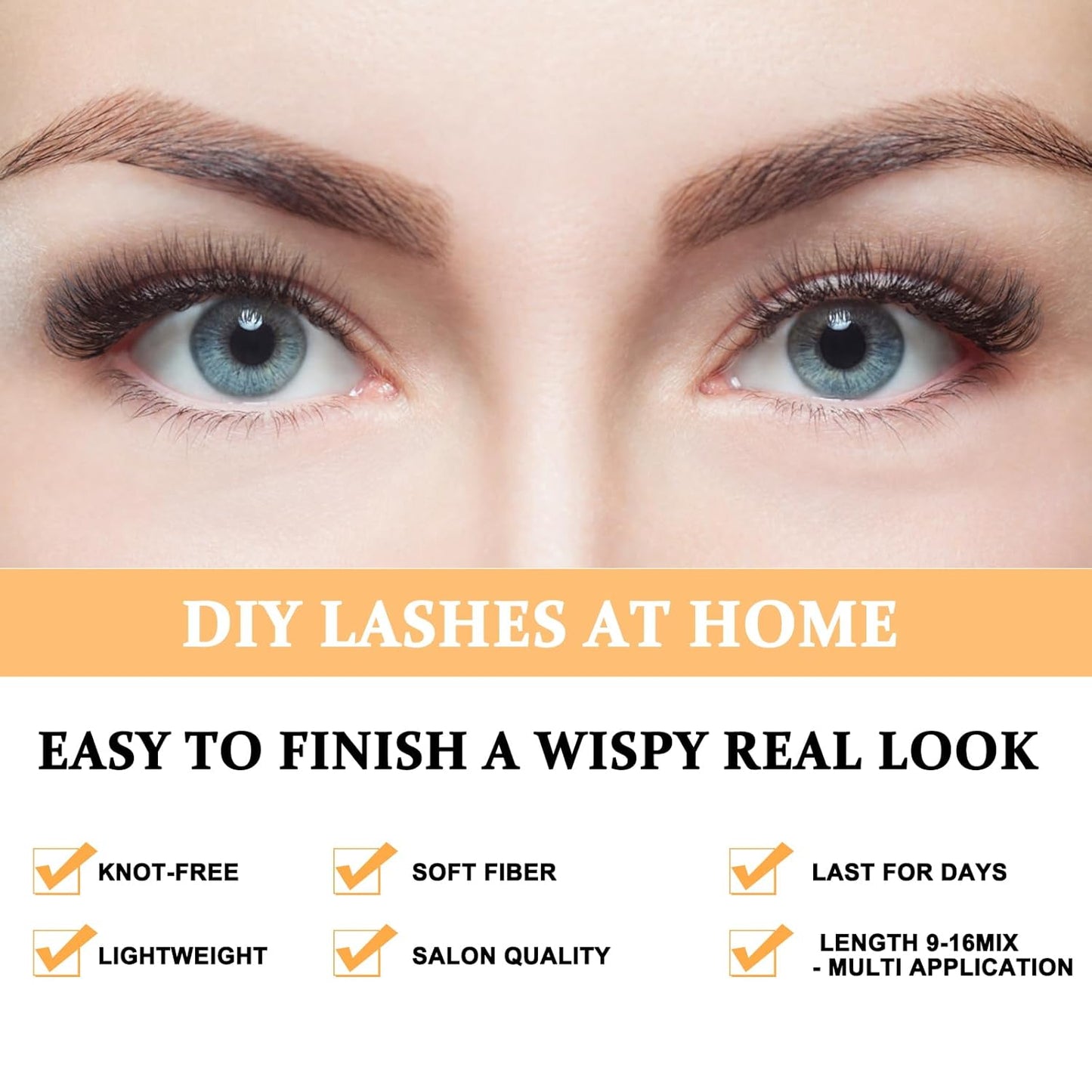 B&Q Lash Clusters 280PCS Eyelash Clusters, 40D D 9-16MIX Individual Lash Comfortable Eyelash Extension, Classic Look Pestañas Postizas (40D-D-9-16)