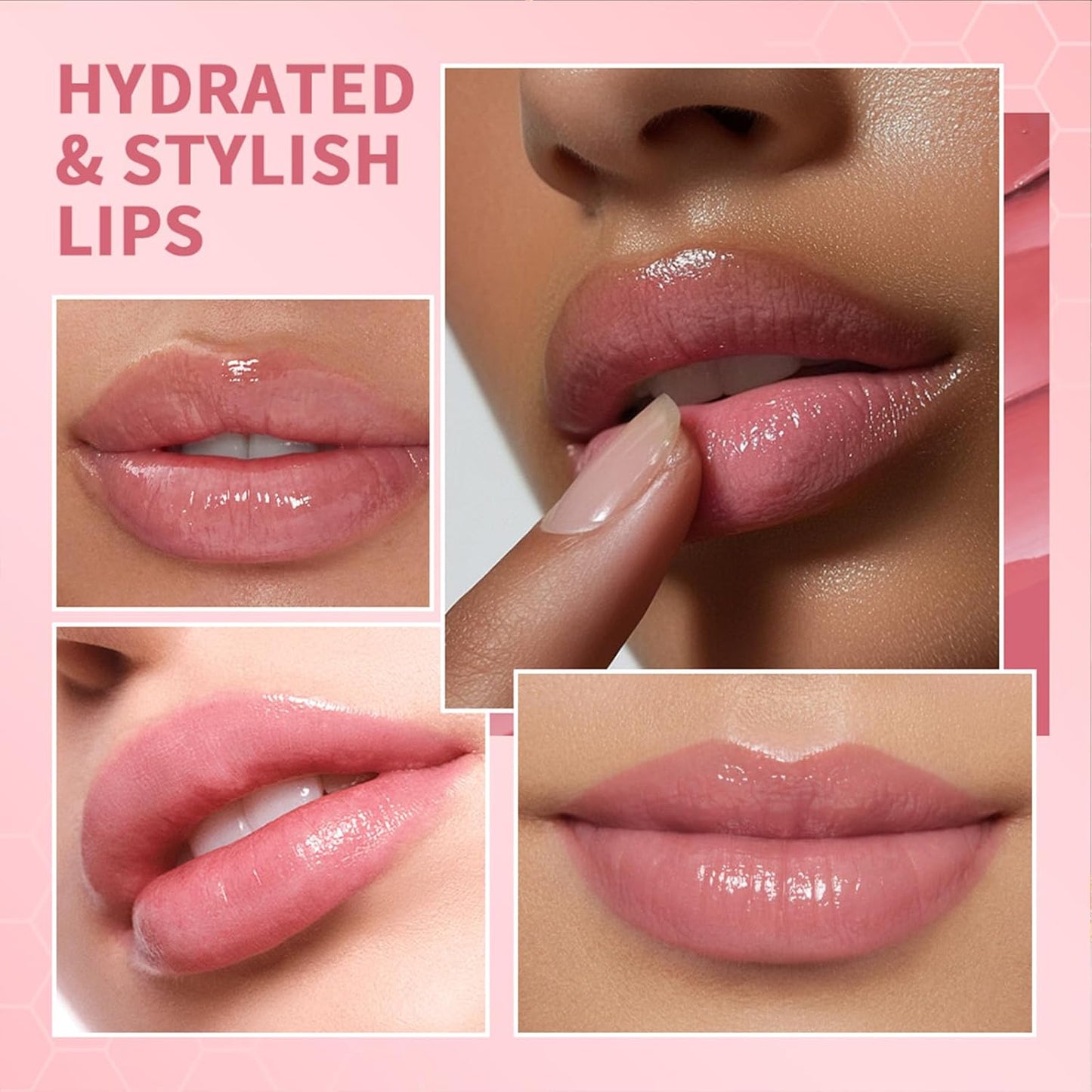 Black Honey Lip Balm, Lip Tinted, Moisturizing Lip Care for Soft Smooth Lips, Long Lasting Hydration, Natural Ingredients Nourishing Formula for Dry Lips (1PCS Pink Honey, Large)