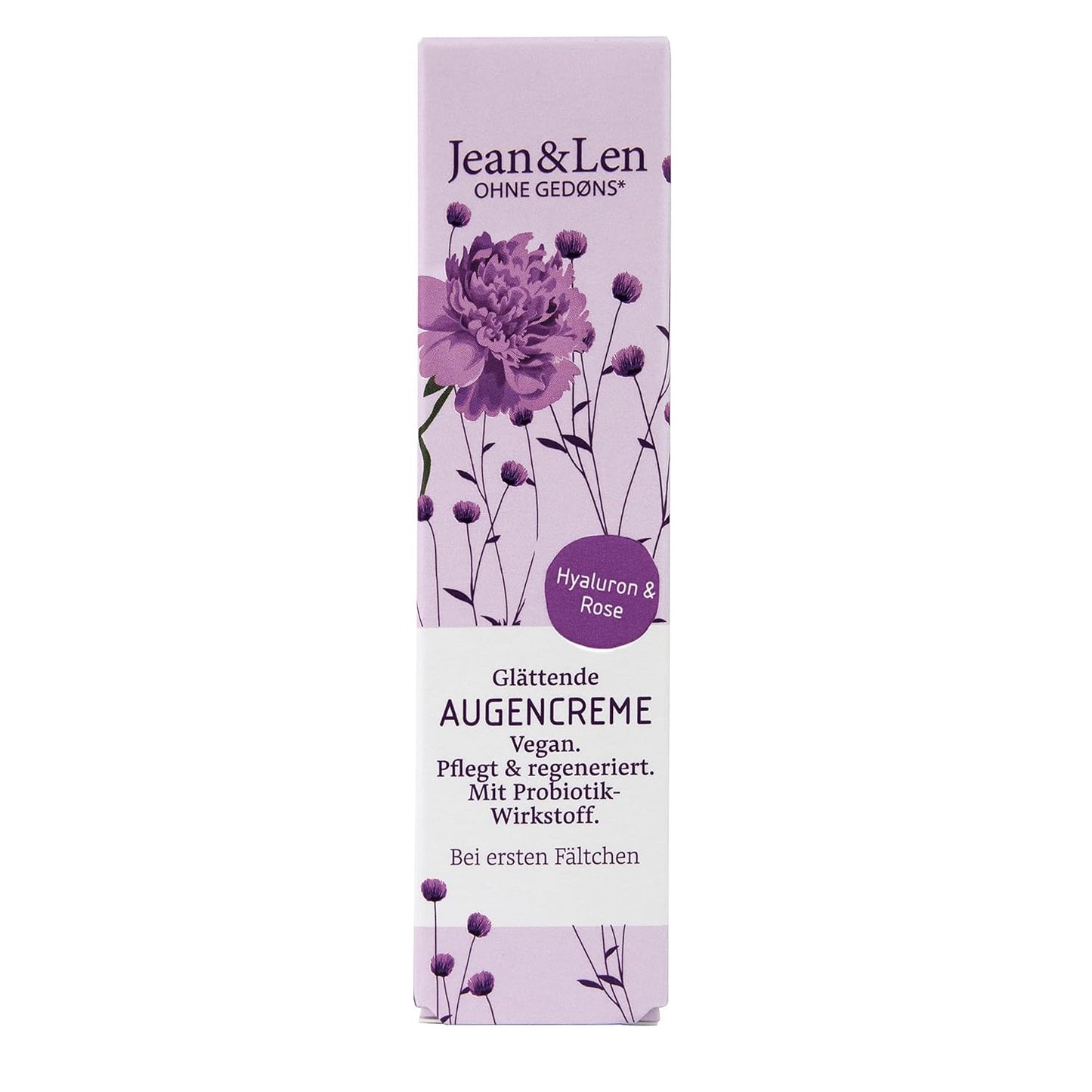 Smoothing Eye Cream with hyaluronic acid by Jean&Len, rose water and vitamin E, against wrinkles and puffy eyes, minimizes dark circles, vegan, 0.5 Fl. Oz.