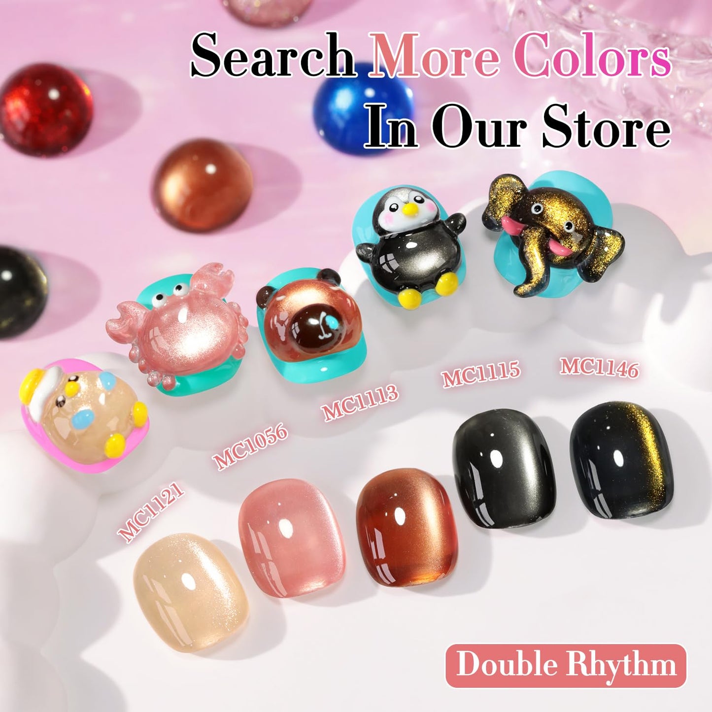 Double Rhythm Cat Eye Gel Polish with Magnet 15ML Glass Holographic Glitter Shimmer Translucent Sheer Color Salon Soak Off Magnetic at Home (Black Gold-MC1146)