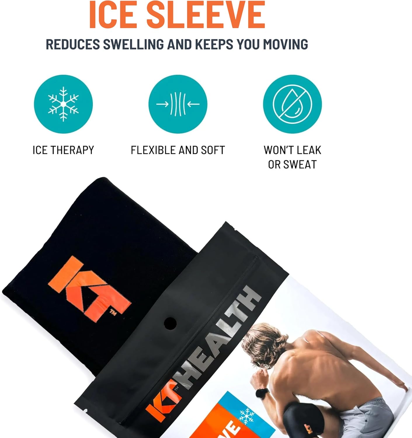 KT Health, Size XL/2XL, Ice Sleeve and Universal Bag, Direct 360 Degree Cooling and Compression