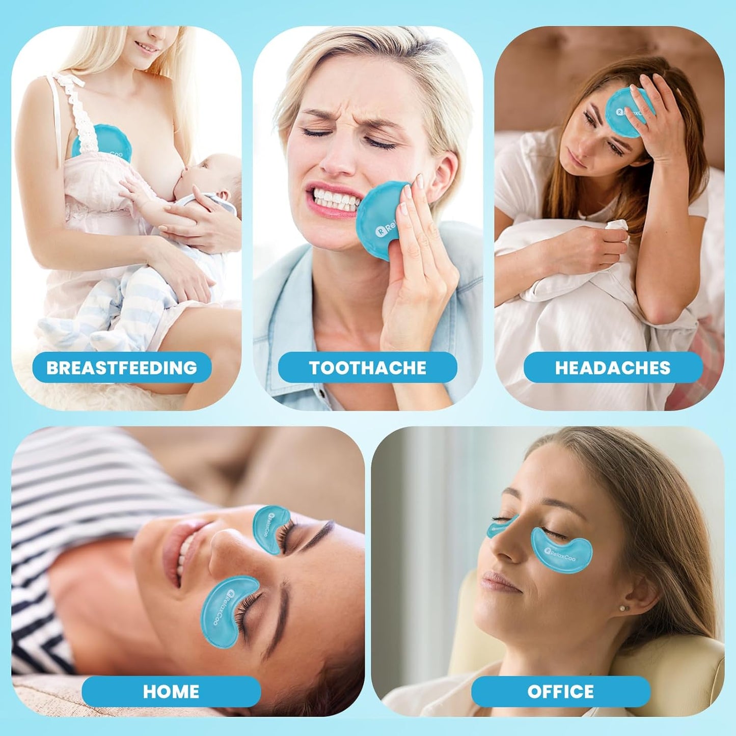Ice Face Eye Mask for Dark Circles and Puffiness Cold Warm Compress, Gel Cold Cooling Face Mask Package for Women and Men, Migraines, Headache, Stress and Relaxation blue