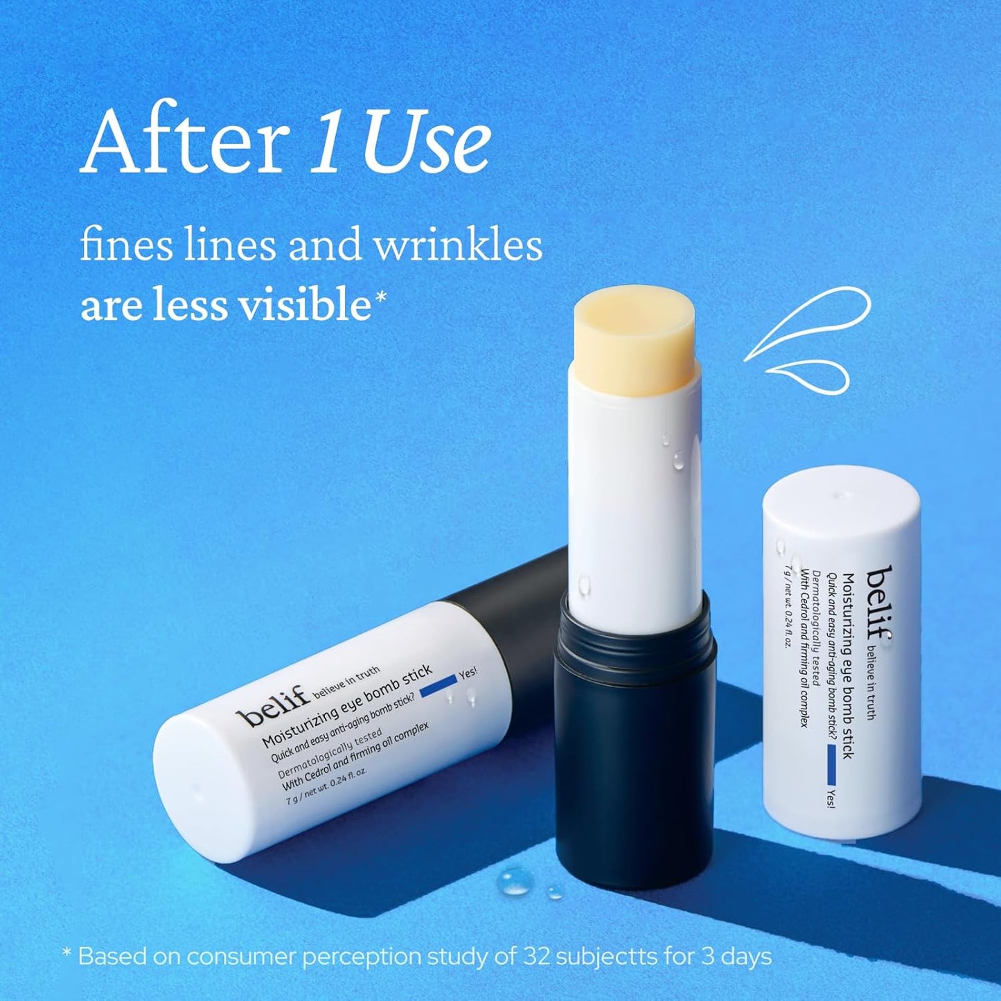 belif Moisturizing Eye Bomb Stick Eye Balm Firms and Reduces Fine Lines & Wrinkles | Radiant Eyes | with Shea Butter & Firming Oil Complex for Hydration & Elasticity | K-Beauty