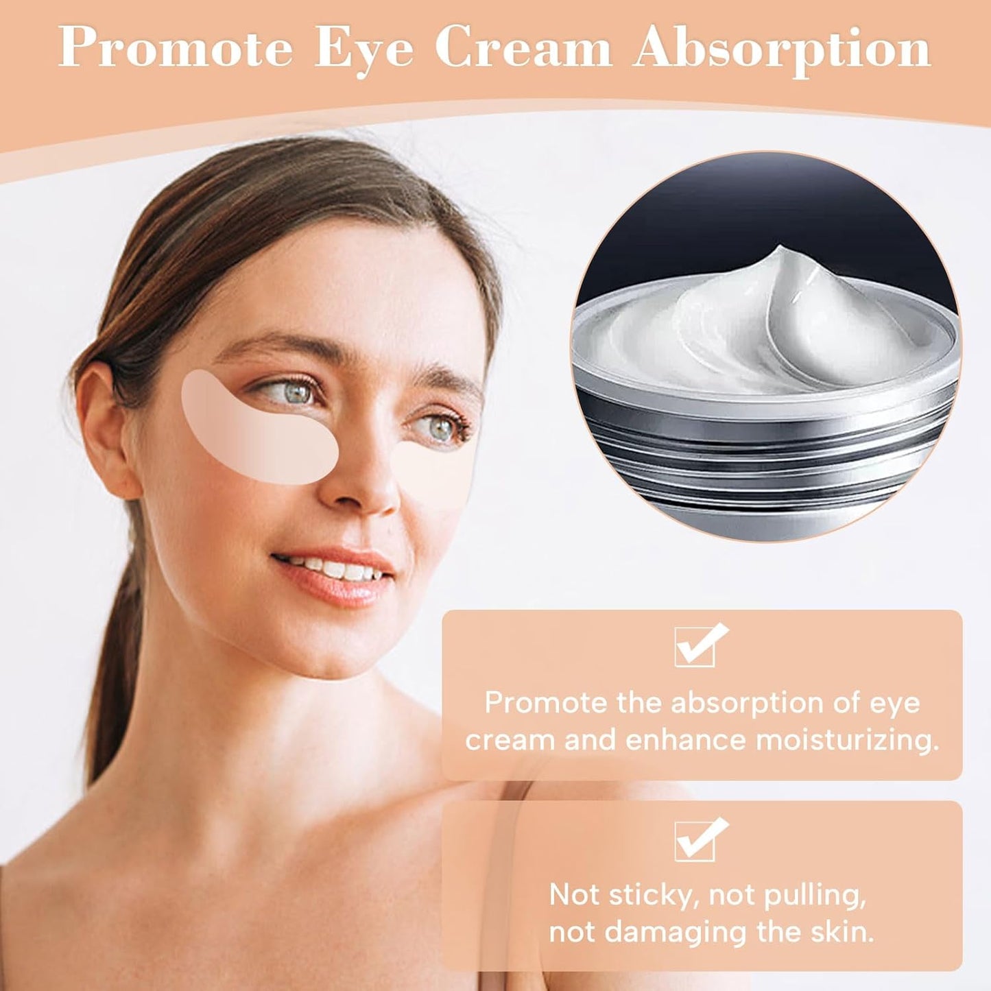 Under Eye Patches Silicone - 2 Pcs Reusable Eye Patches, Eye Patches Plump Fine Lines & Wrinkles with Metal Eye Cream Applicator, Tin Case