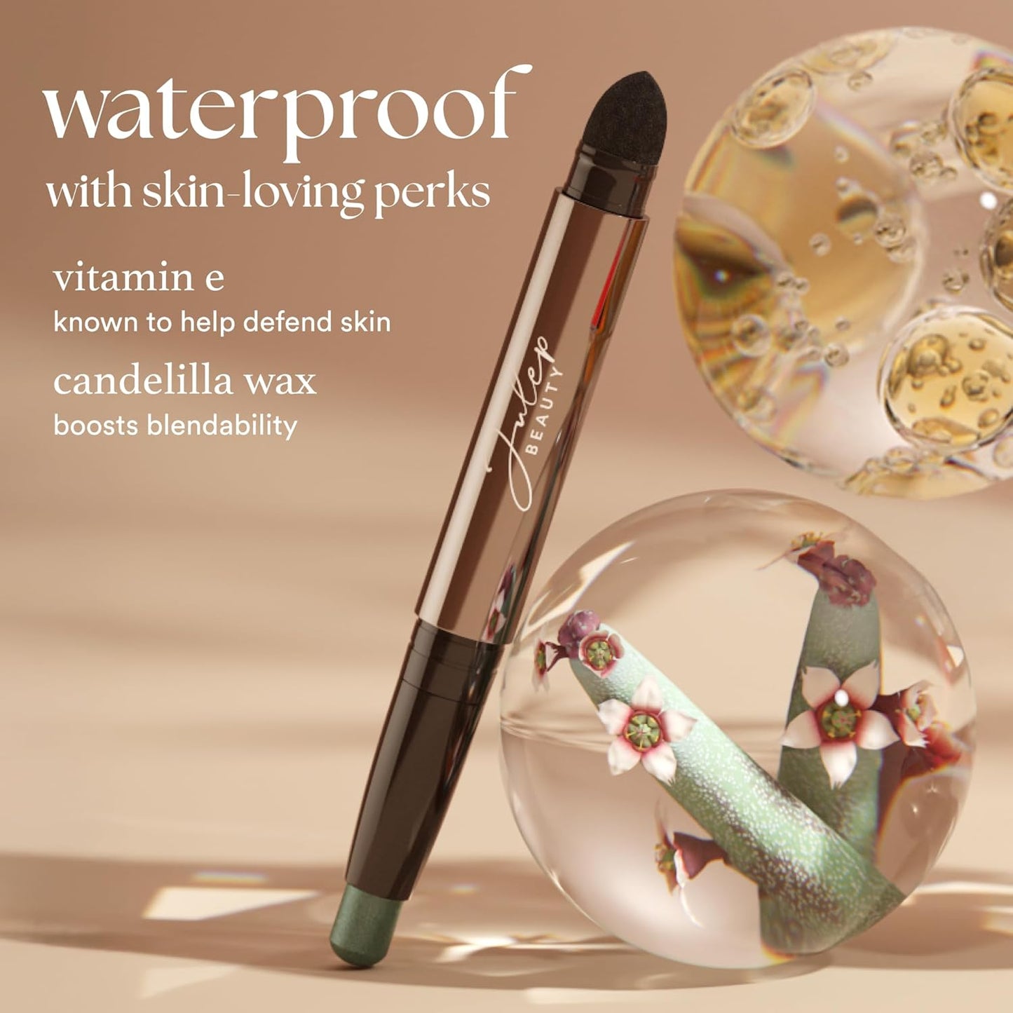 Julep Eyeshadow 101 Cream-to-Powder Waterproof Shadow Stick – Champagne Shimmer – Long-Lasting, Crease-Proof, Medium Golden-Beige Shimmer Cream Eyeshadow with Built-in Smudger