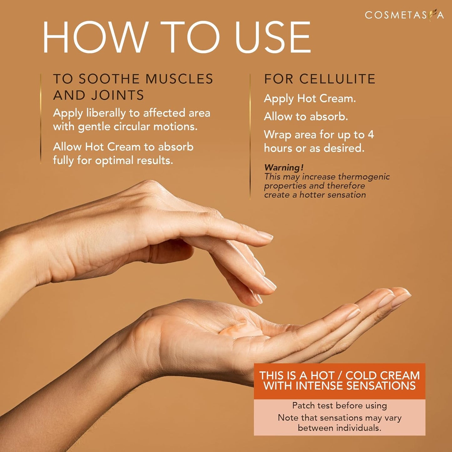 Cosmetasa Hot Belly Cream- 87% Organic Cellulite Cream - Natural Sweat Massage Gel for Stomach, Abdomen, Sore Joints, Muscles, Workout (8.8 oz)