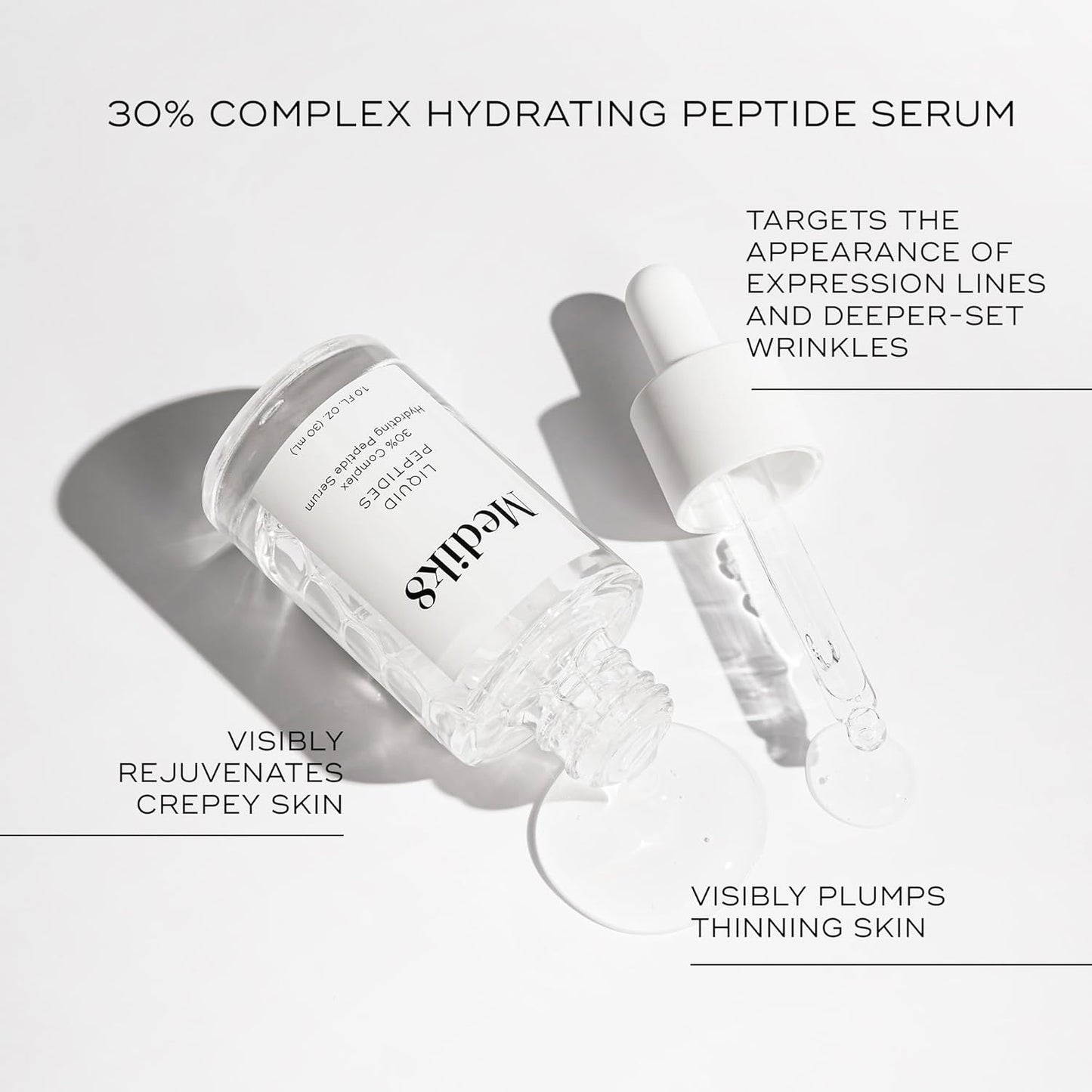 Medik8 Liquid Peptides - Regenerating Multi Peptide Serum - Smooths Wrinkles and Fine Lines - Hydrating, Brightening, Plumping - 1.0 oz