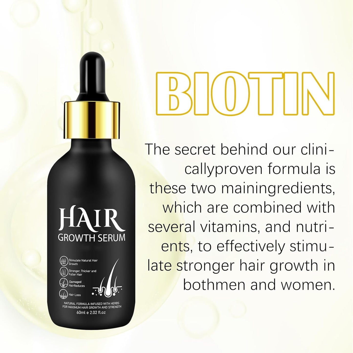 Hair Growth Oil and Derma Roller 0.25mm Scalp Kit, Natural Serum With Biotin, Microneedle Beard Roller for Thicker Longer Fuller Hair and Beard - 2.02 Oz