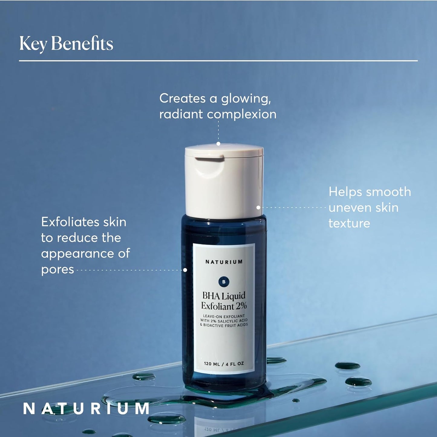 Naturium BHA Liquid Exfoliant 2%, Leave-on Face & Skin Care Exfoliating Pore Treatment, with Salicylic Acid & Bioactive Fruit Acids, Packaging May Vary, 4 oz