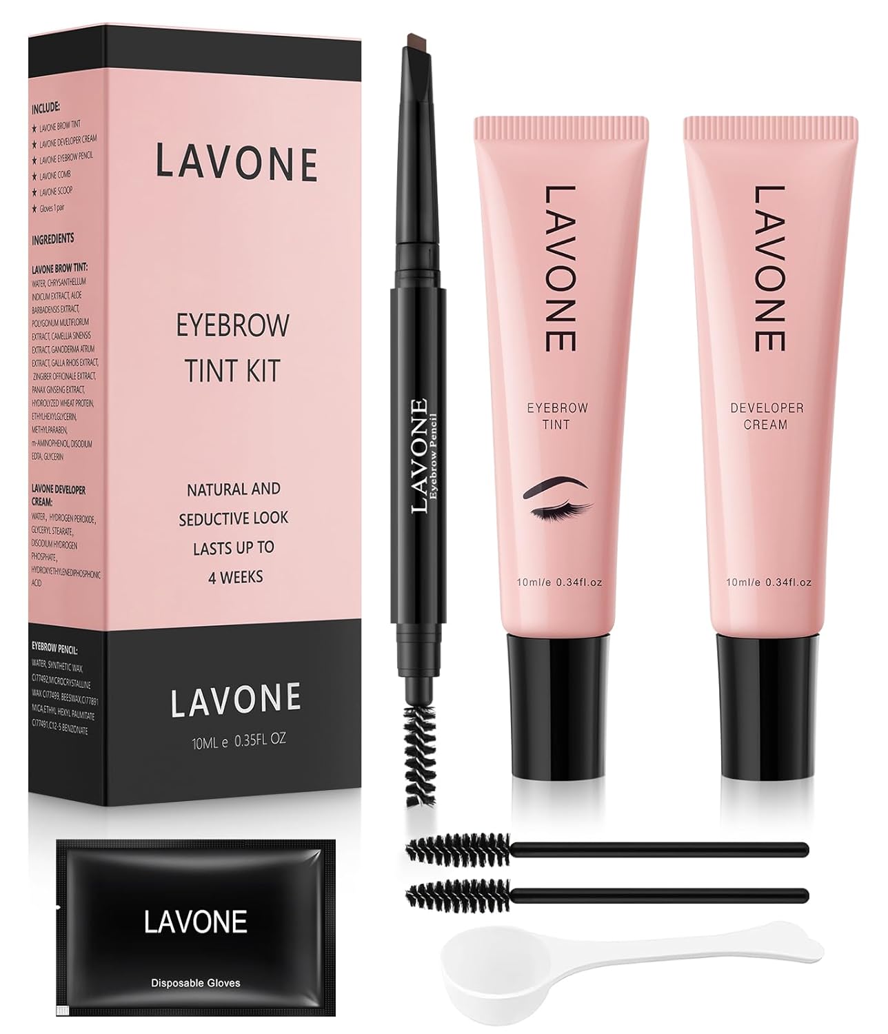Eyebrow Color Kit with Brow Color & Eyebrow Pencil, 2-in-1 Natural Effects Eyebrow Makeup Set, Easy & Safe to Use 10ml - Medium Brown