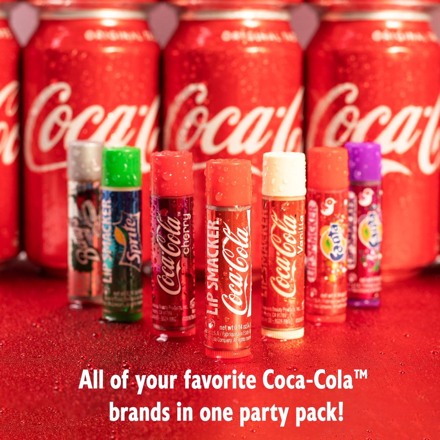 Lip Smacker Coca-Cola Flavored Balm, 8 Count, Flavors Coke, Cherry Vanilla Sprite, Root Beer, Orange Fanta, Grape Strawberry Fanta