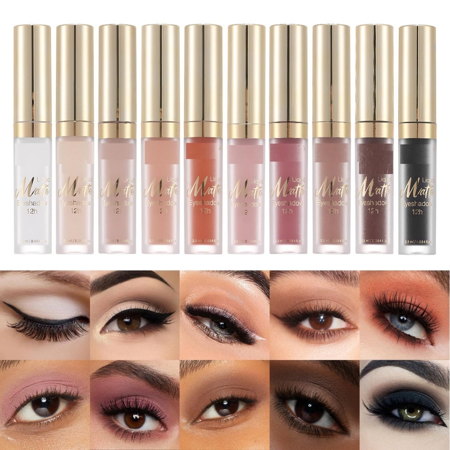 MAEPEOR Matte Liquid Eyeshadow 10 Colors Naked Smooth Creamy Eyeshadow Long Lasting and Waterproof Lightweight Cream Eye Shadow (P07 Spruce)