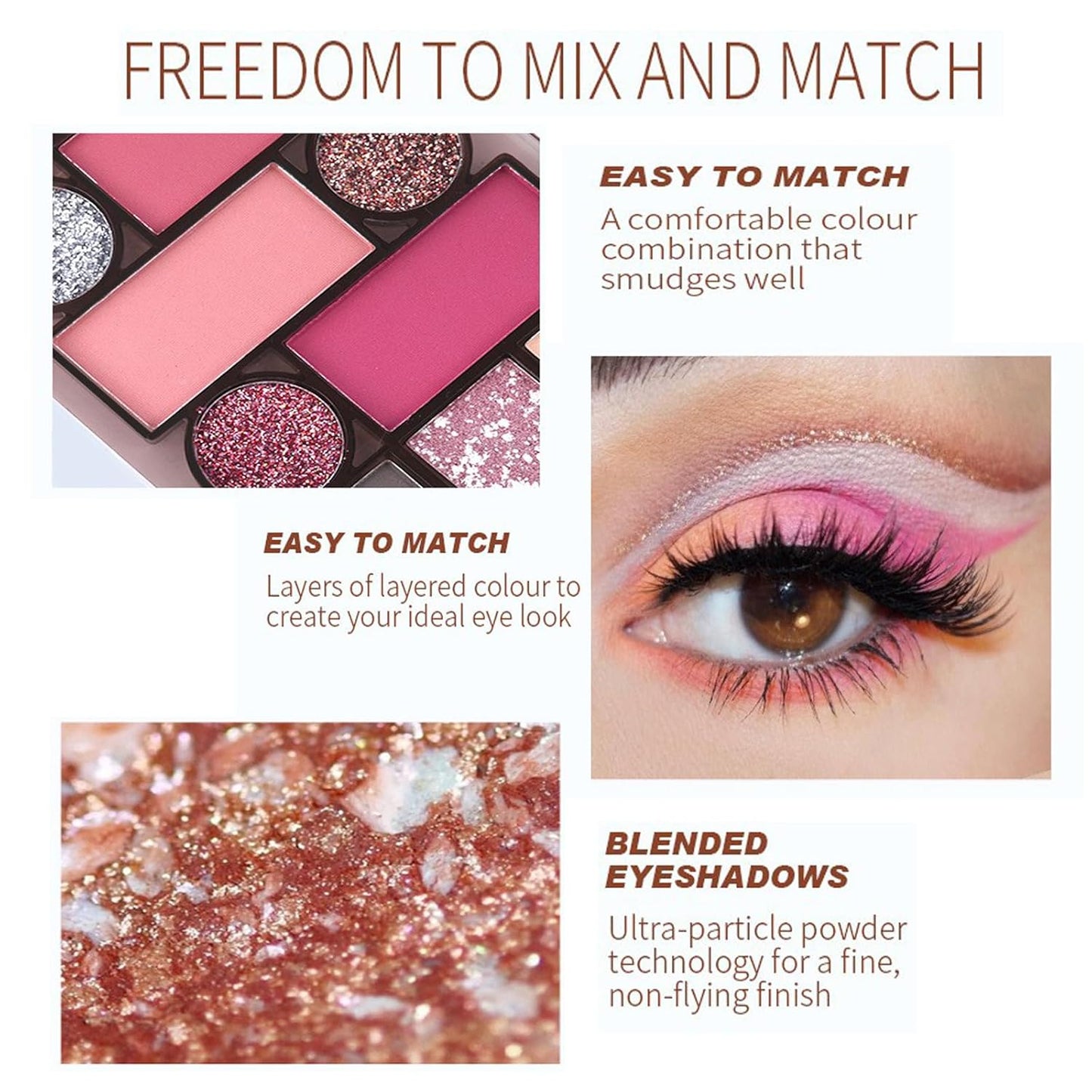 12 Colors Pink Eyeshadow Palette, Mini All in One Blush, Eyebrow & Eye Makeup Kit, Highly Pigmented Matte & Shimmer Shades, Big Artist Comprehensive Facial Makeup, Travel Friendly (02)