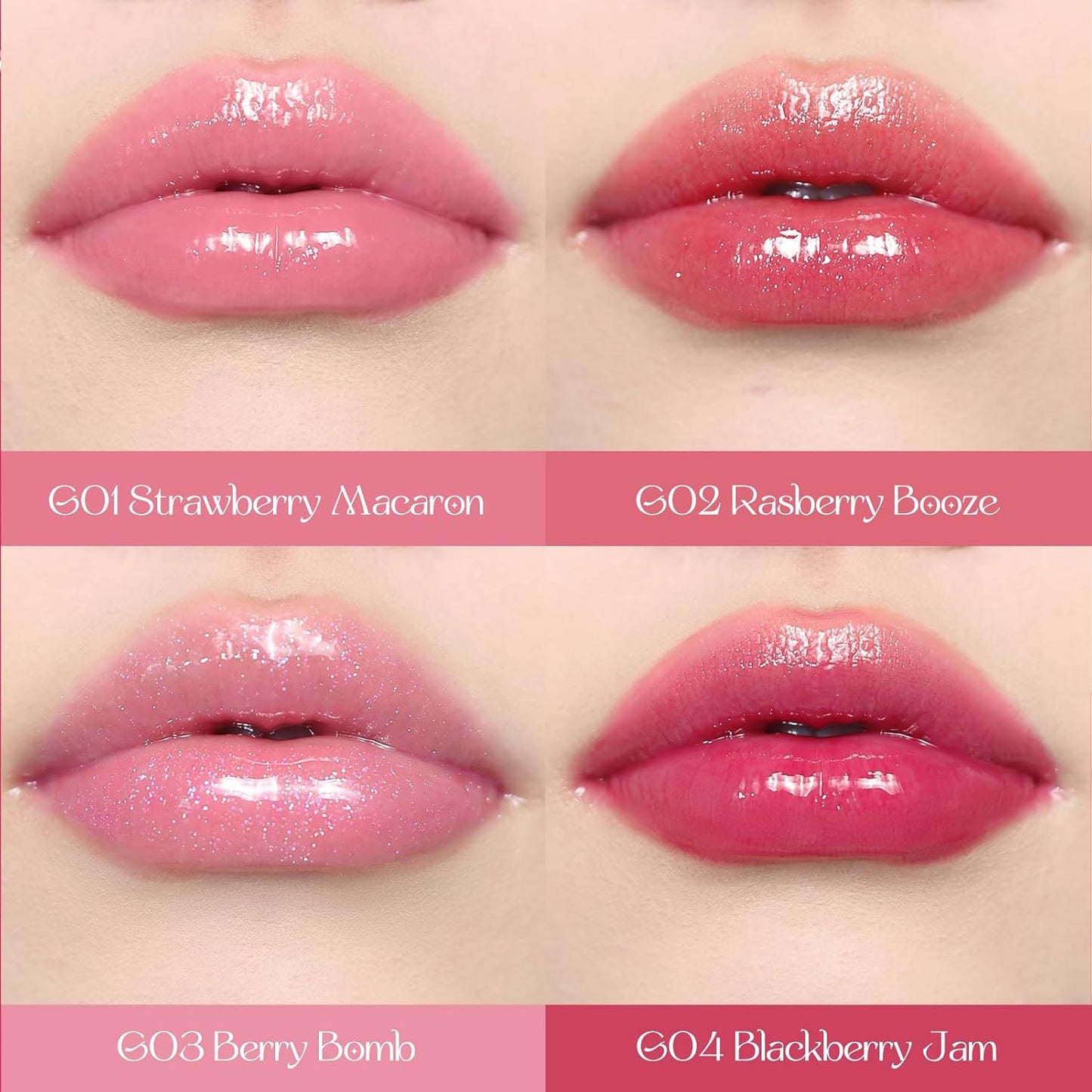 Flower Knows Violet Strawberry Rococo Glowy Lip Gloss,Moisturizing Shimmery Lip Oil,Hydrating Lip Plumper Makeup for Girls&Women,Vegan & Cruelty-Free,0.12 Fl Oz,1 Count(G01 Strawberry Macaron)