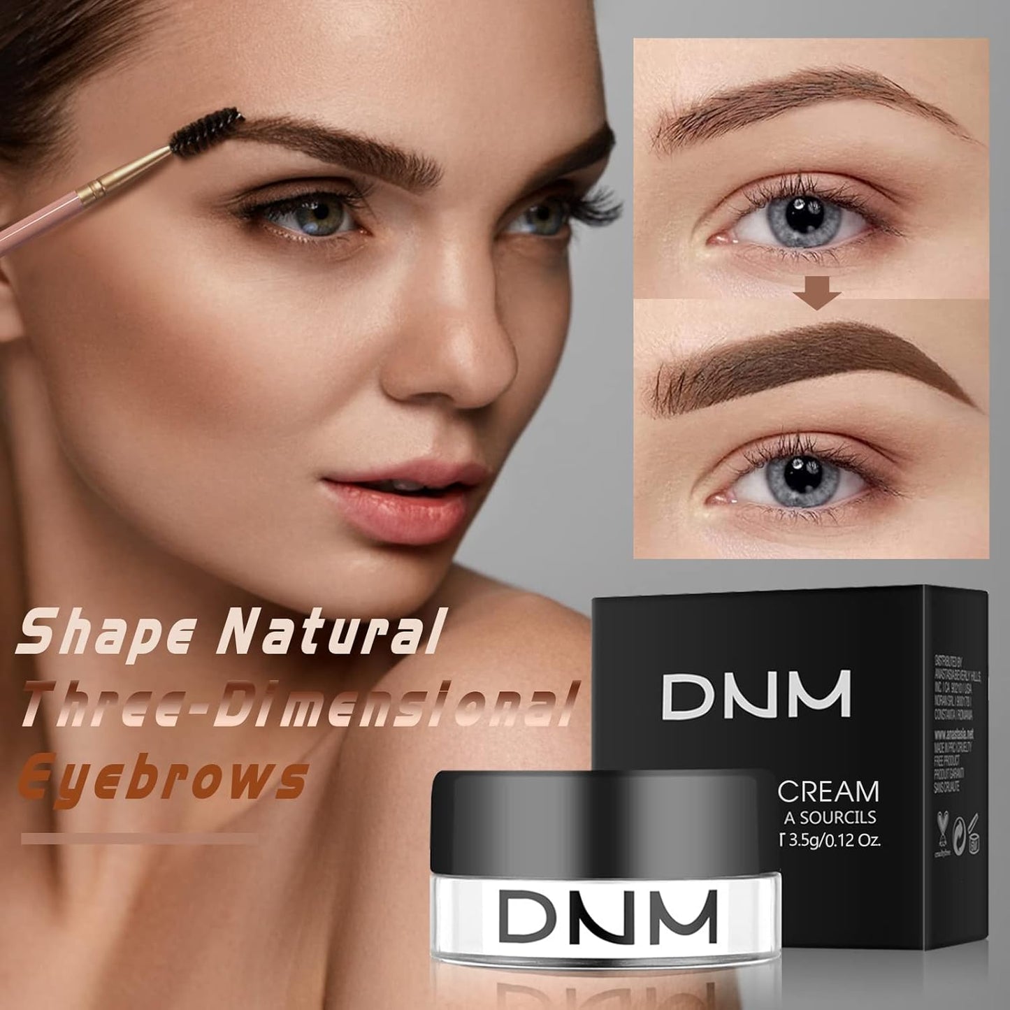 2Pcs Brow Pomade Set with Dual-ended Eyebrow Brush, High pigment Water proof Natural finish Eyebrow Makeup Set with Eyebrow Brush for Women and Girls（09#）