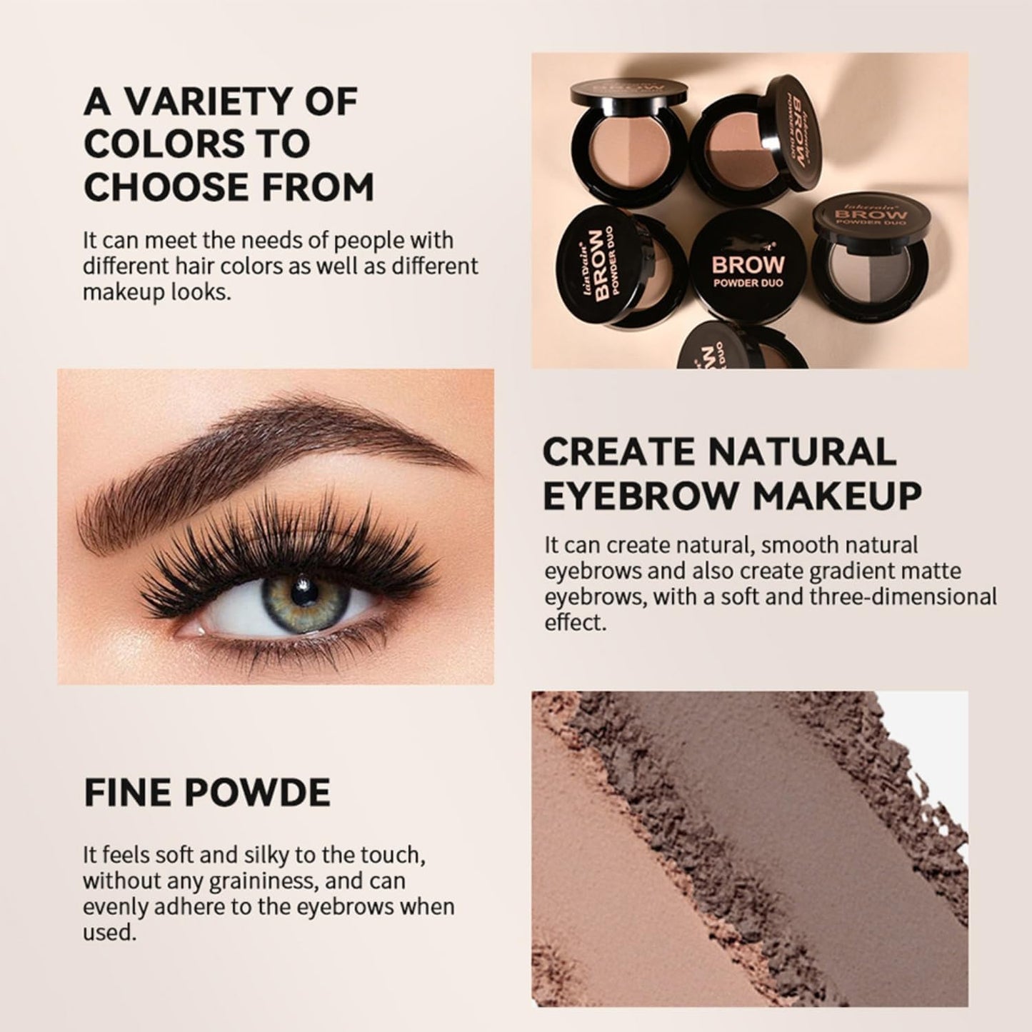 MAEPEOR Brow Powder Duo 6 Colors Natural Smooth Eyebrow Powder Professional Brow Contour Palette for Filler Defined & Sculpt (01 Soft Brown)