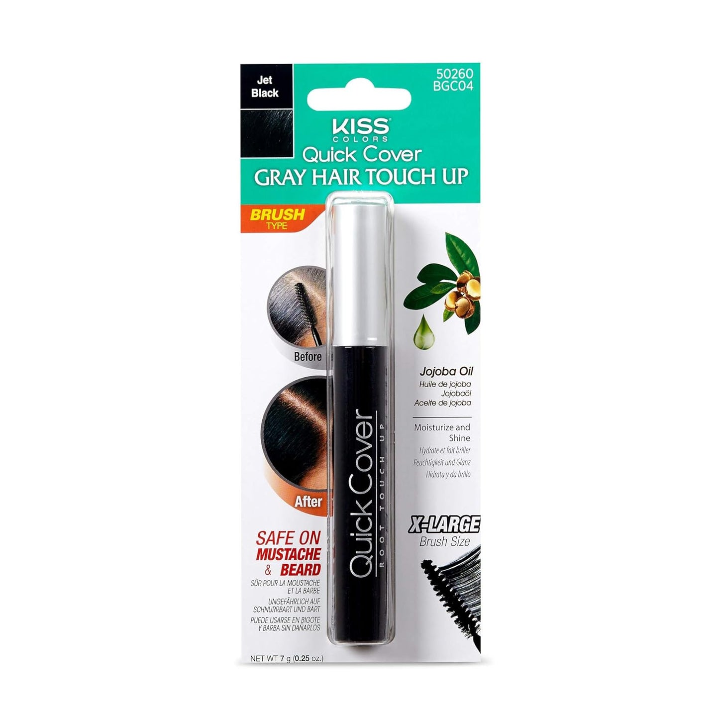 KISS Tintation Root Cover Up Gray Concealer Spray & Mascara Water-Resistant Smudge-Proof Easy Temporary Hair Color Change (Black)