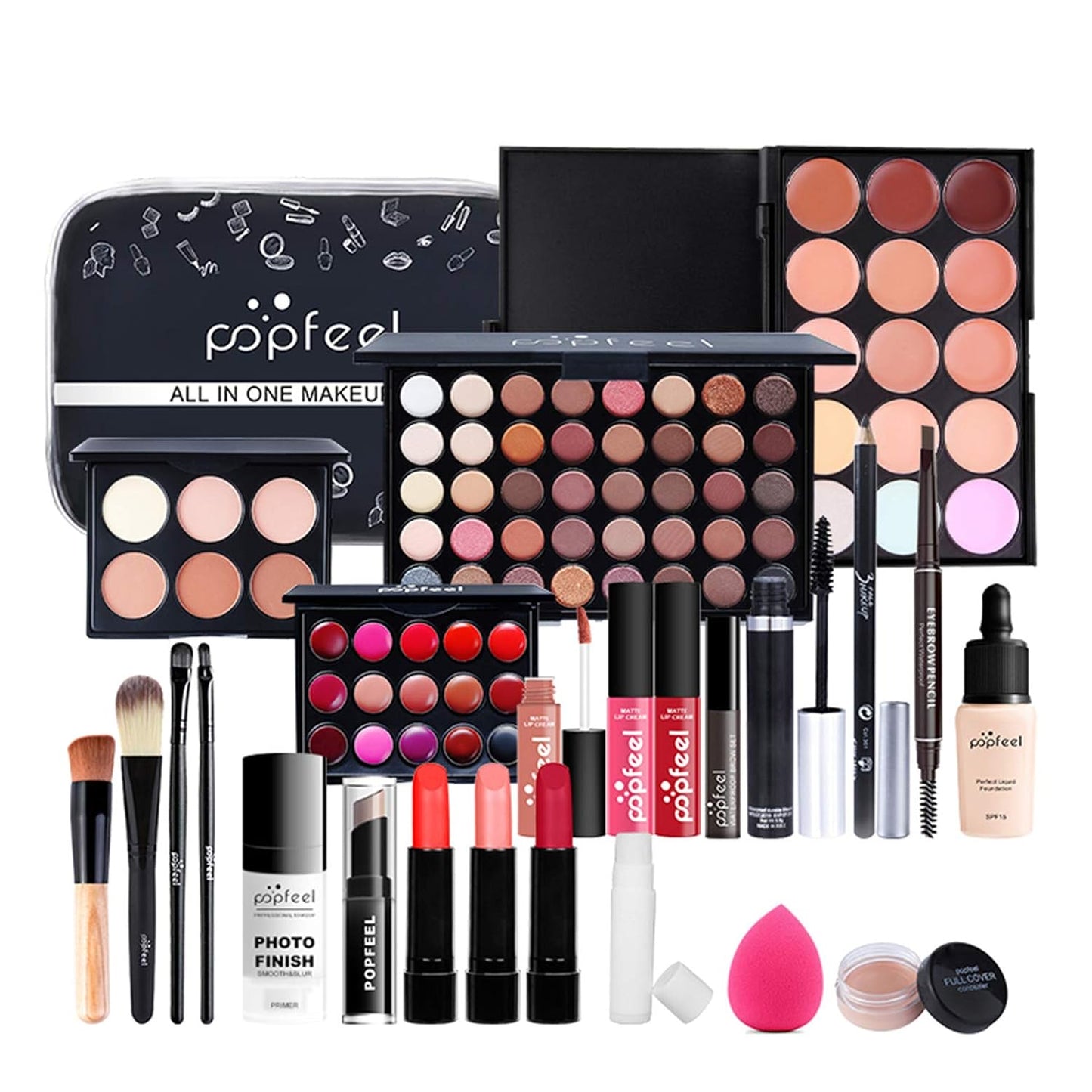 All-in-One Makeup Gift Set Travel Makeup Kit Complete Starter Makeup Bundle Lipgloss Lipstick Concealer Blushes Powder Eyeshadow Palette Cosmetic Palette for Teen Girls & Adults #2