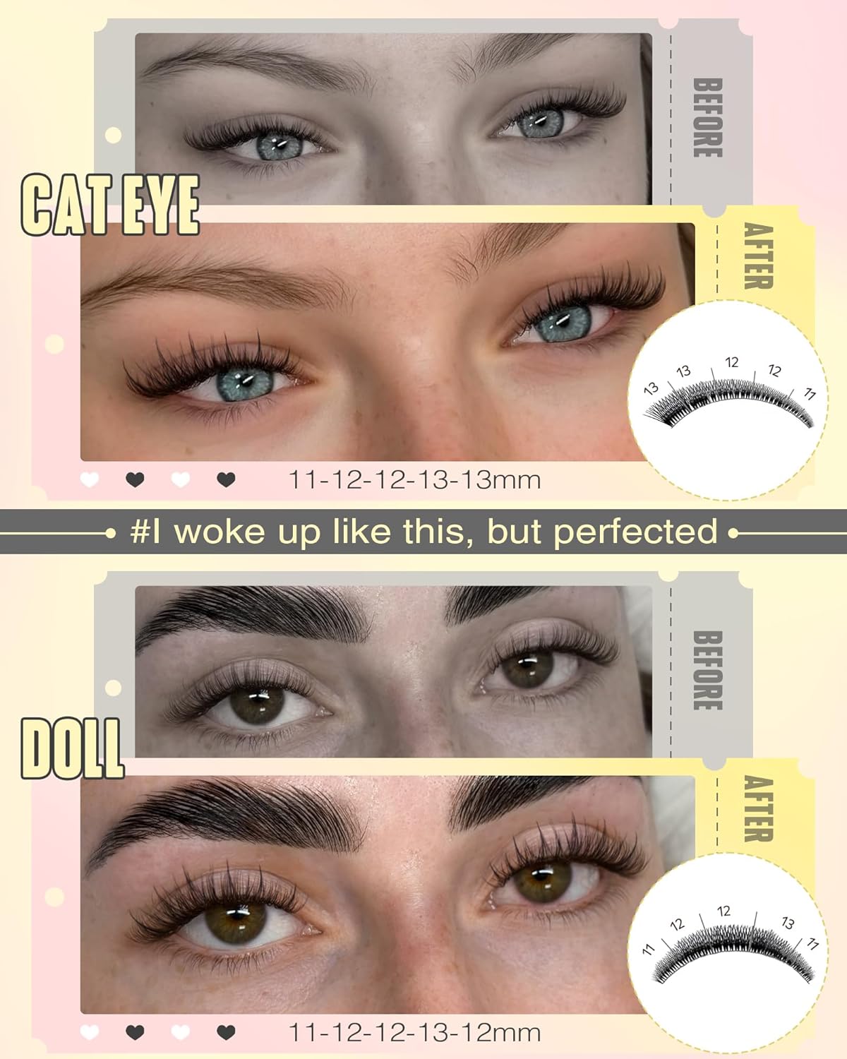 Natural Lash Clusters Kit Wispy Manga Eyelash Clusters Fairy Lash Extension Kit C Curl Cluster Eyelashes Extensions Kit (No Tweezers)