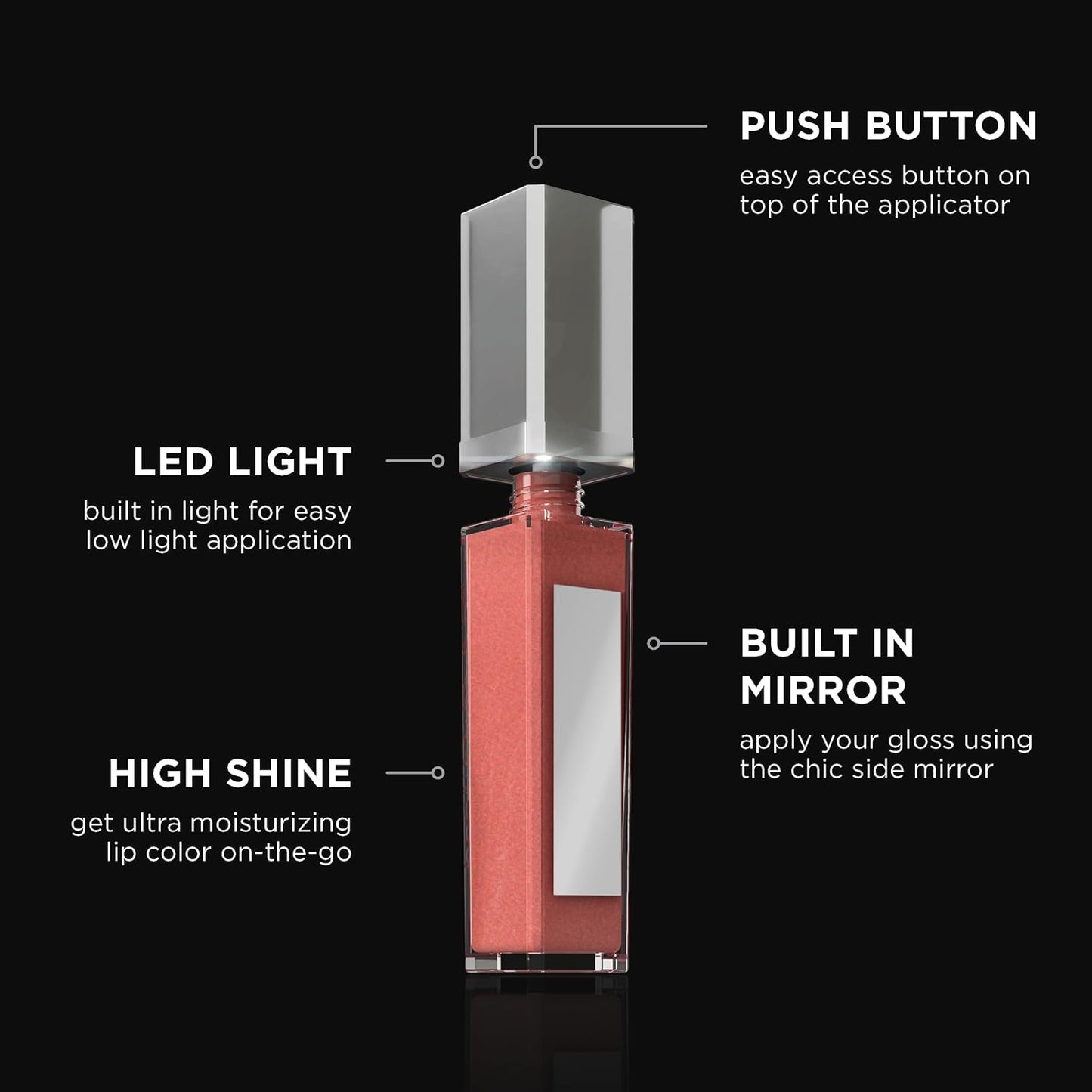 Pure Cosmetics Pure Illumination Lip Gloss - LED-lit Applicator w/Side Mirror - Non-Sticky, Moisturizing & Hydrating Lip Glosses - Soothes & Protects Dry Chapped Lips (Razzmatazz)