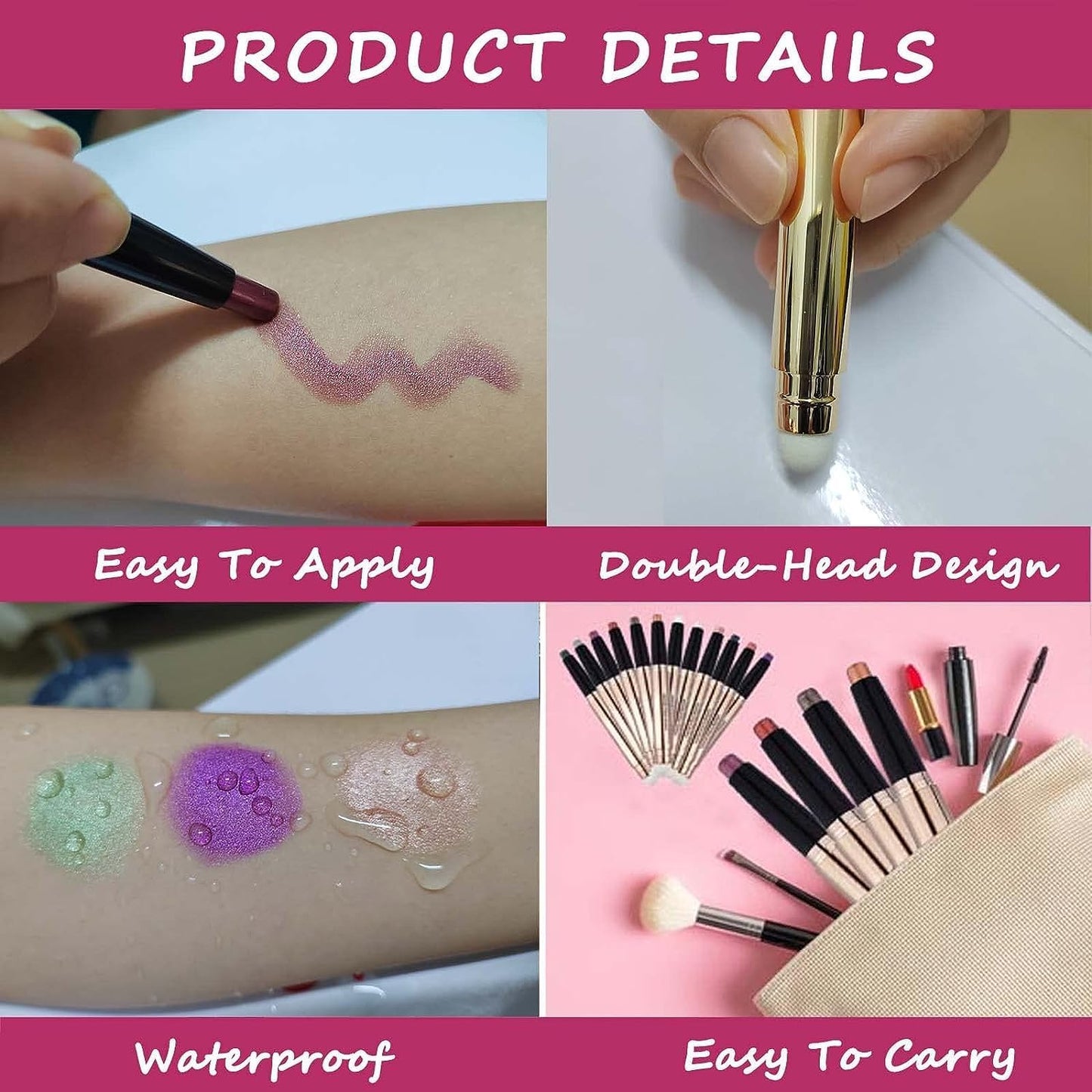 Cocoa Brown Eyeshadow Stick And Sponge Makeup Brush Cream Shimmer Smooth Shadow Pencil Eyeliner Long Lasting Waterproof Eye Shadow Highlighter Stick Hypoallergenic Multi-Dimensional Eyes Look ( # 07)